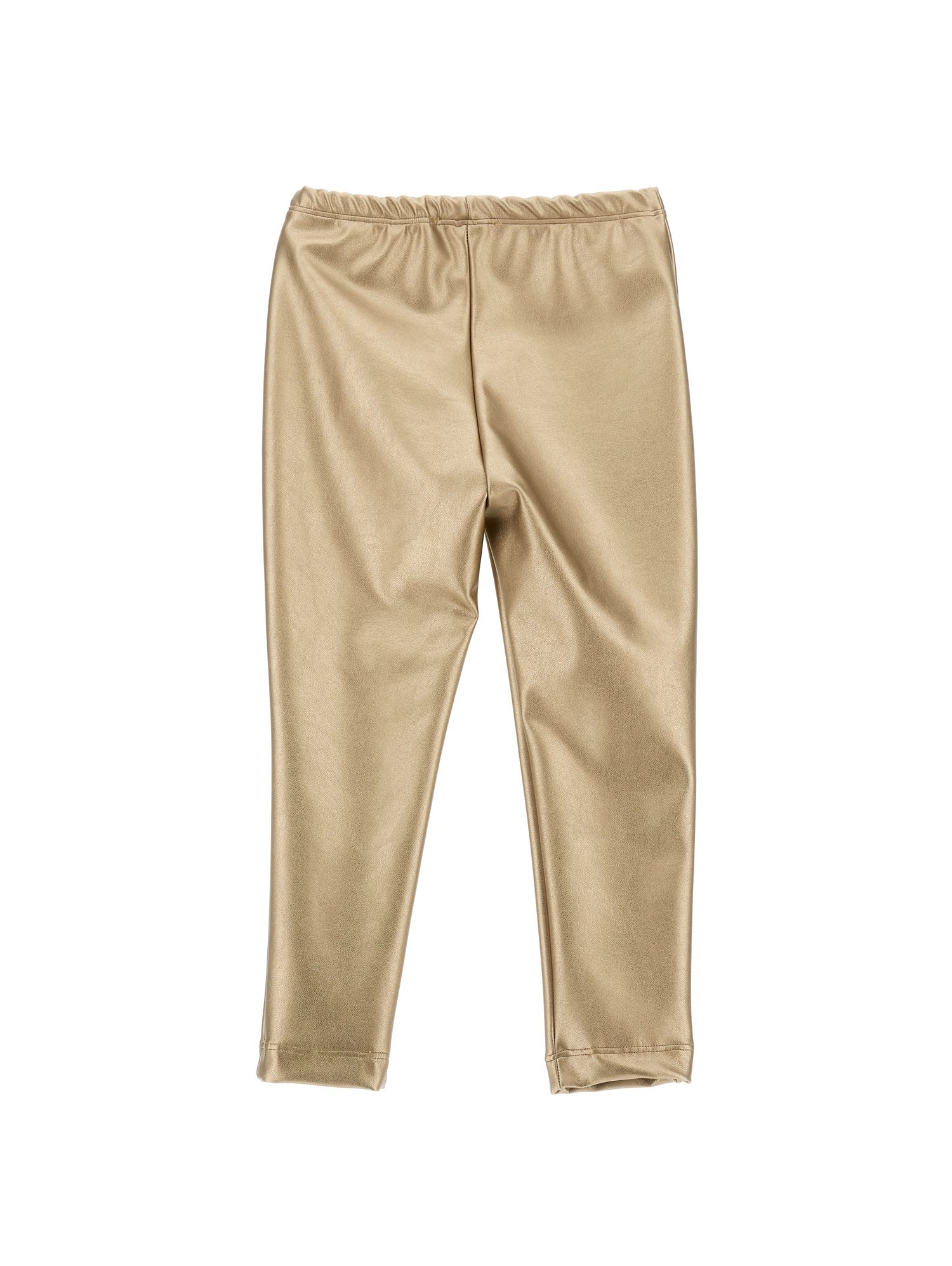 Monnalisa Coated Fabric Stretch Leggings In Gold