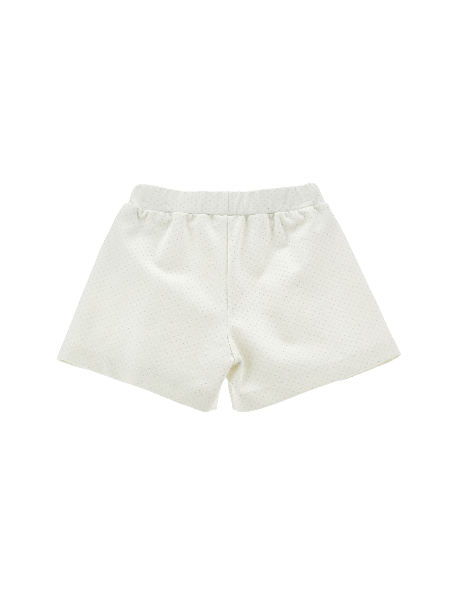 Monnalisa Glitter Polka Dot Bermuda Shorts In Ecru + Silver