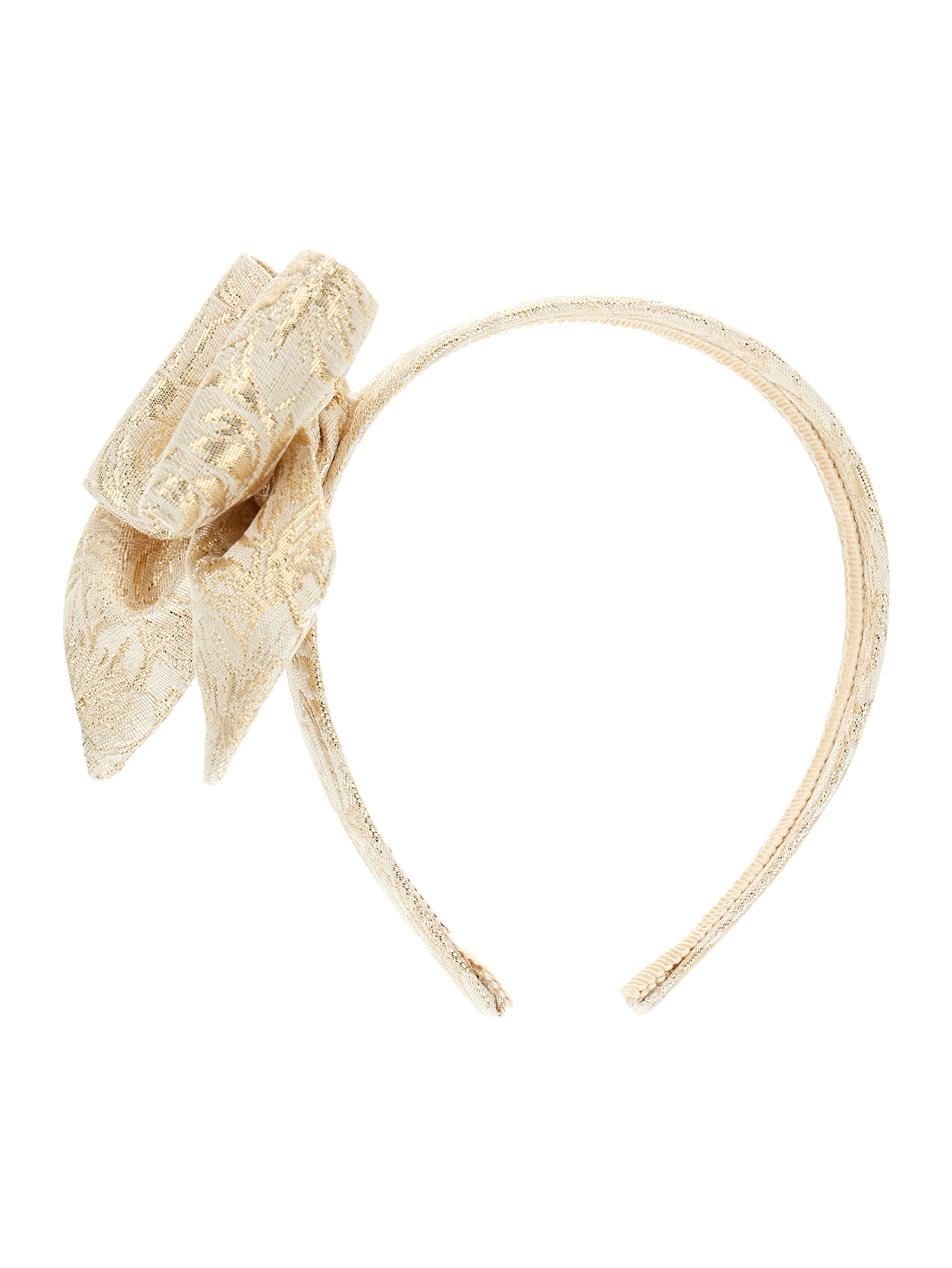 Monnalisa Lurex Brocade Headband In Gold