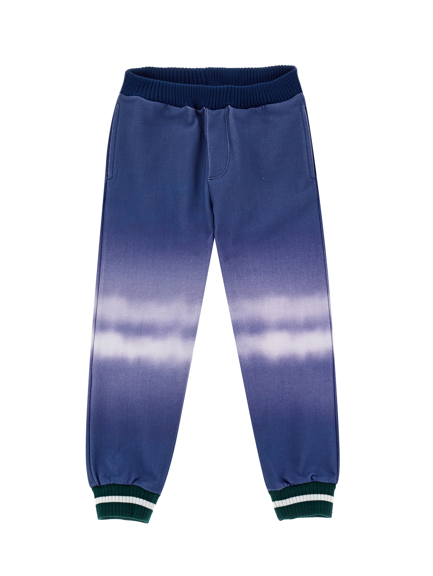 Monnalisa Kids'   Graduated Fleece Joggers In Blue + Cream