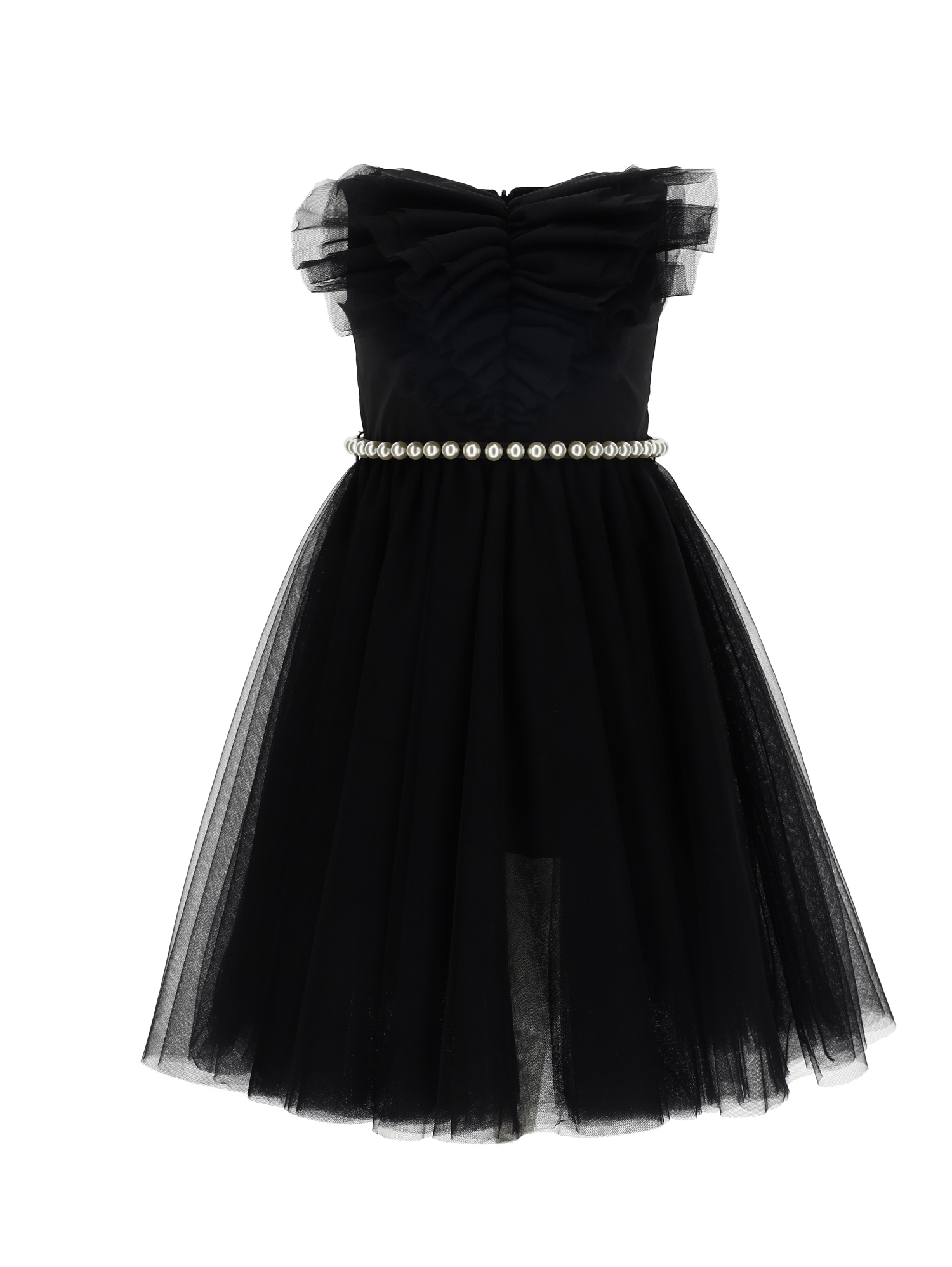 Monnalisa Kids'   Heart Silk-touch Tulle Dress In Black