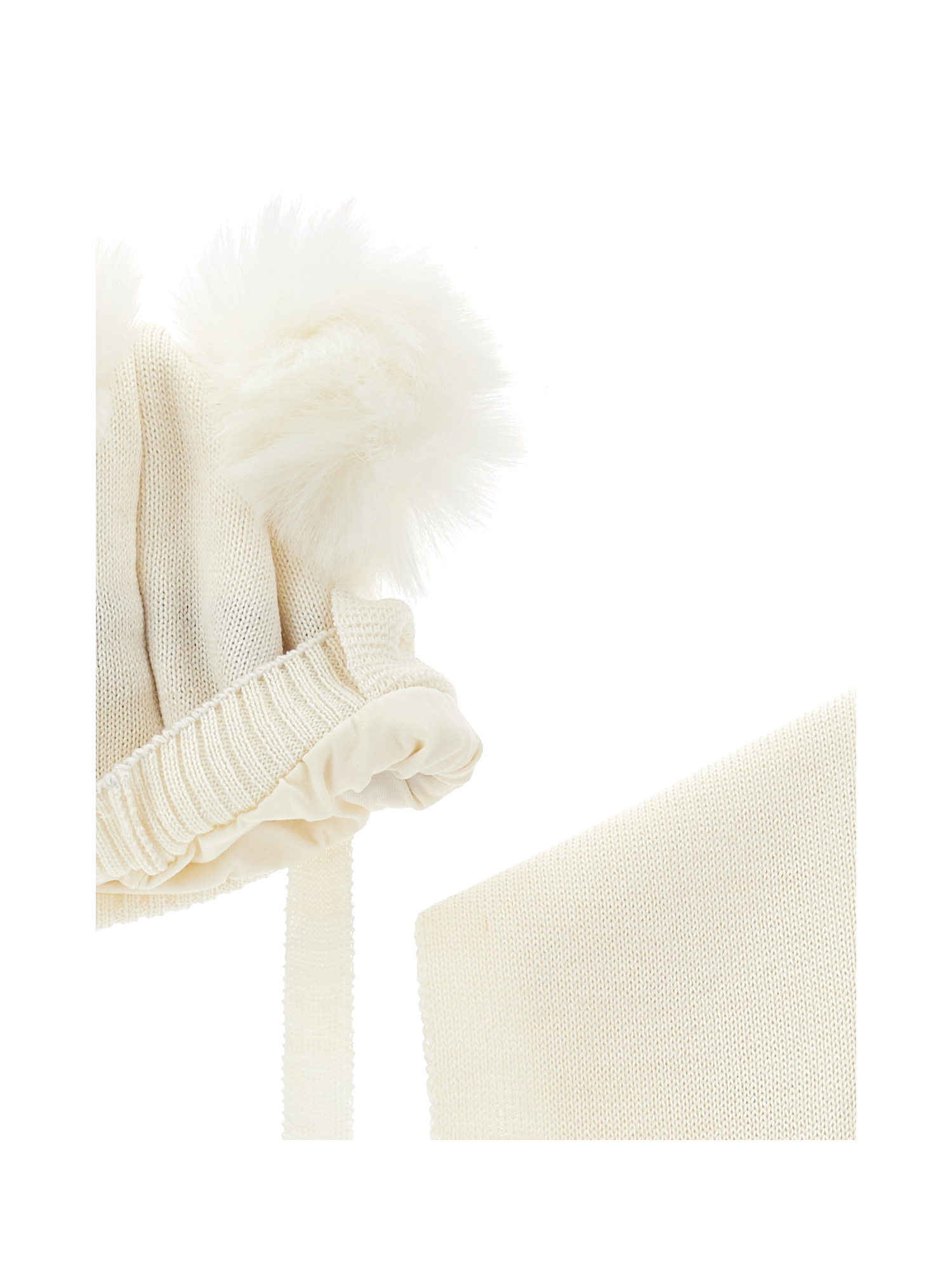Monnalisa Wool Blend And Lurex Set In Cream + Pink