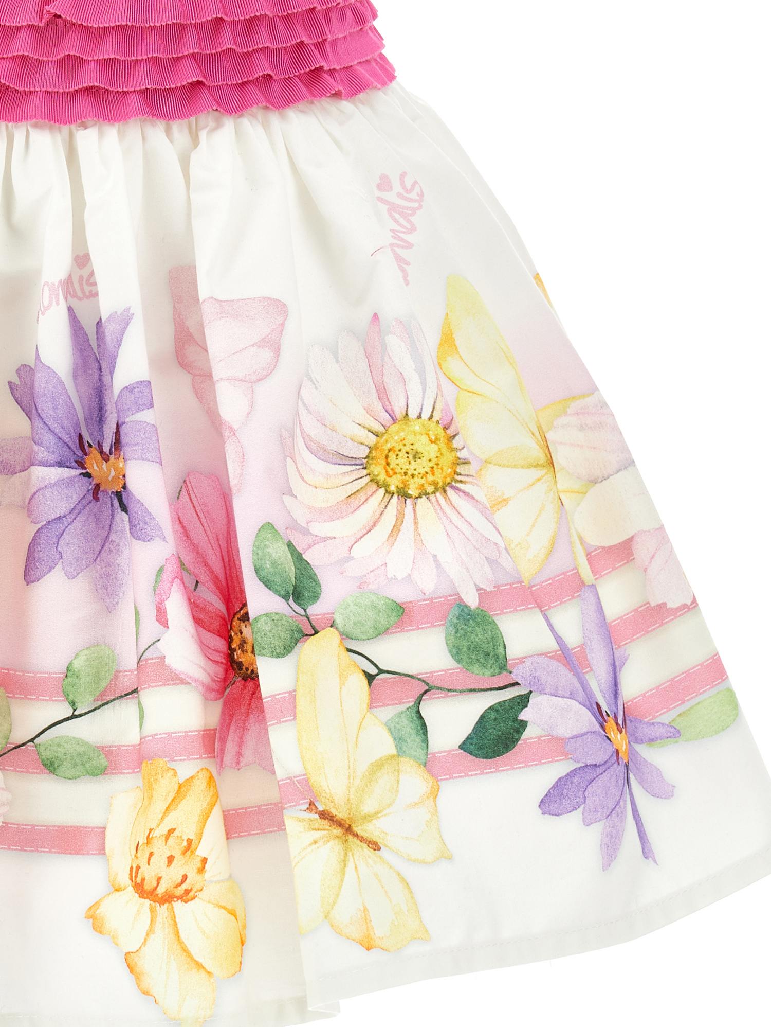 Shop Monnalisa Floral Poplin Skirt In White + Multicolor