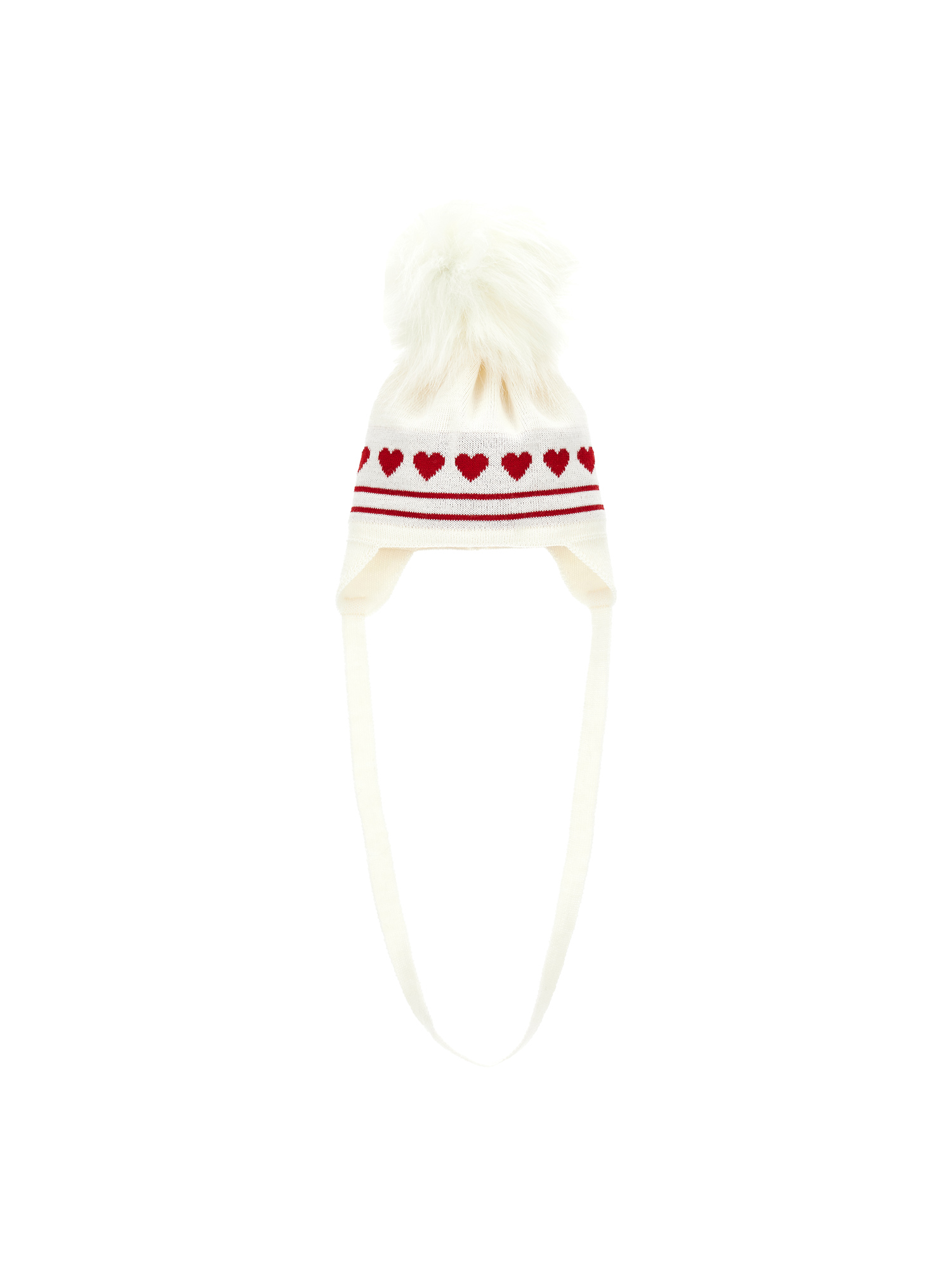 Monnalisa Kids'   Pom Pom And Heart Hat In Neutral