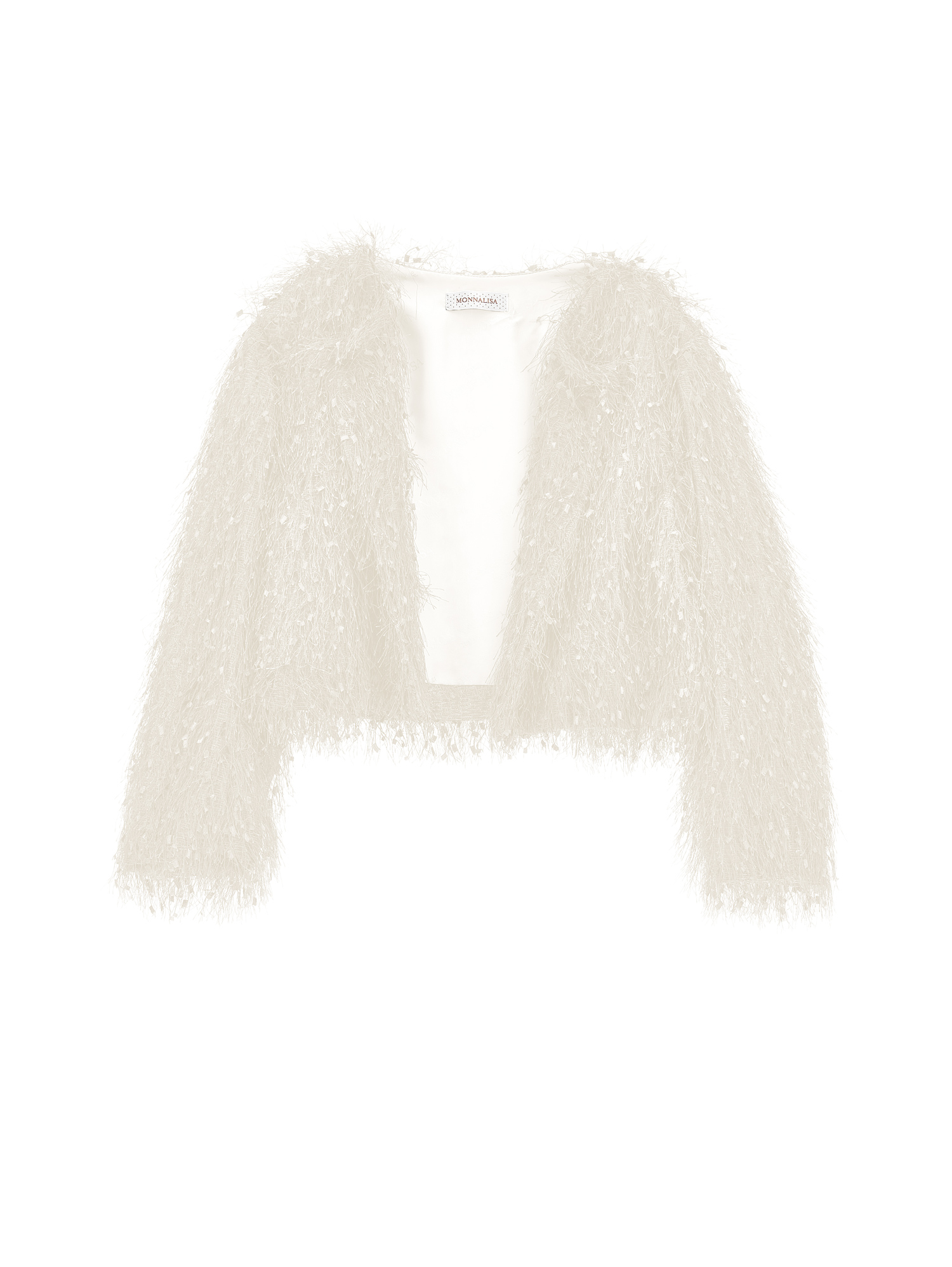 Monnalisa Bolero With Fringing In Ecru