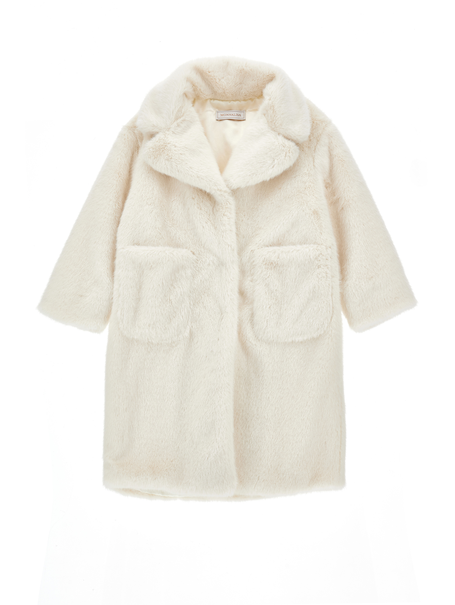 Monnalisa Teddy Coat Buttons In White