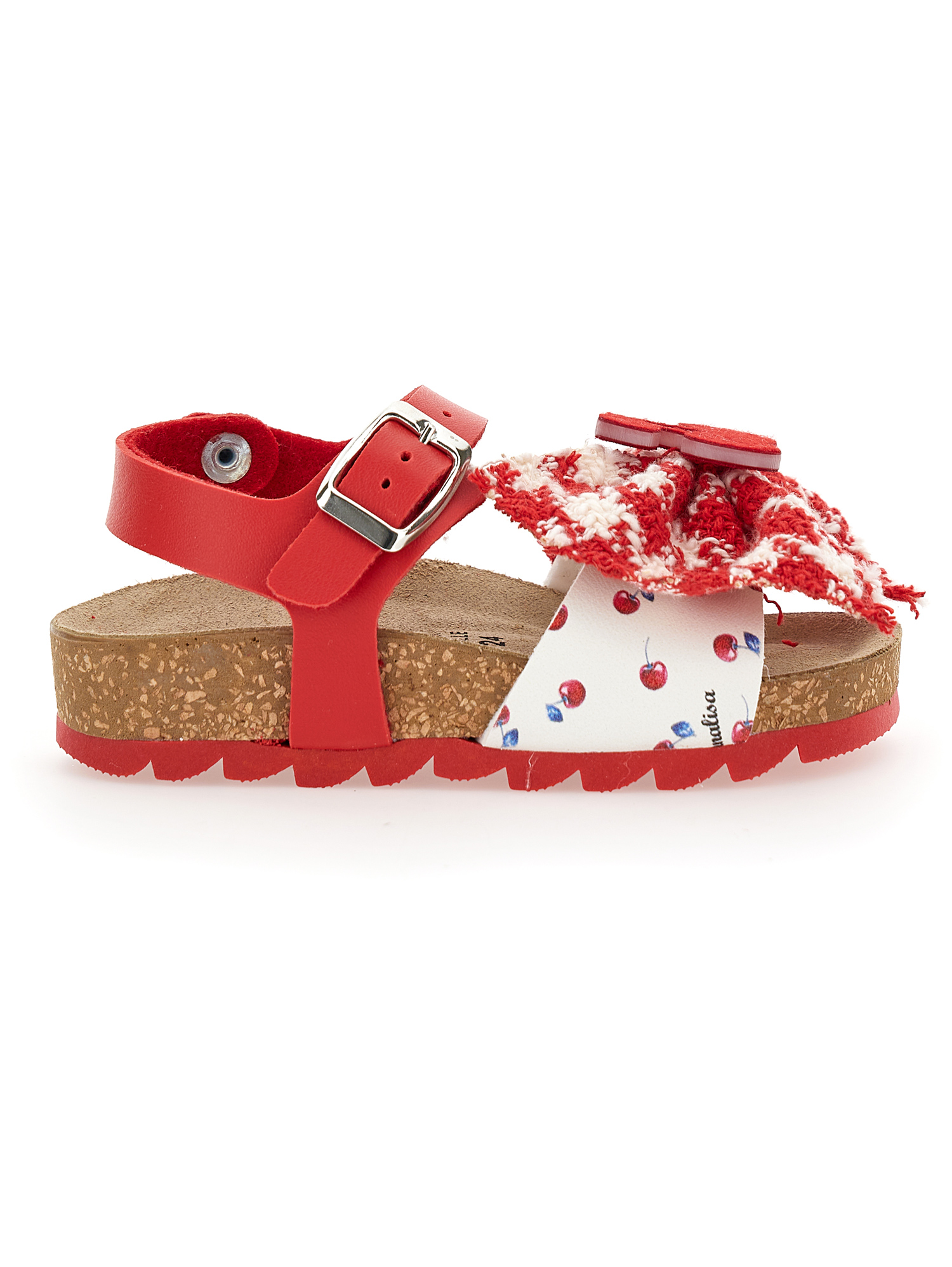 Monnalisa Sandals With Bow And Cherries In Ruby Red