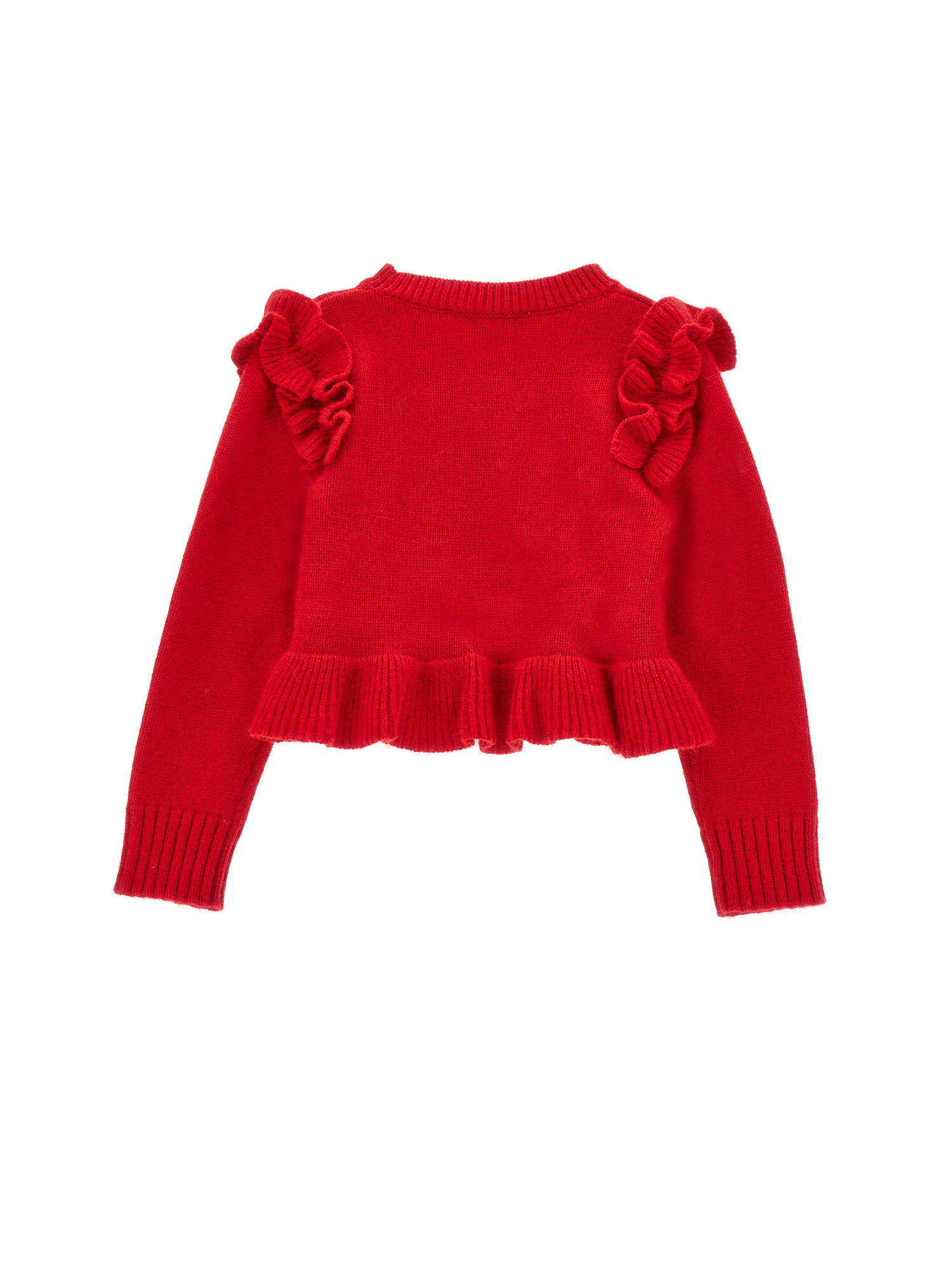 Monnalisa Soft Knitted Sweater In Ruby Red