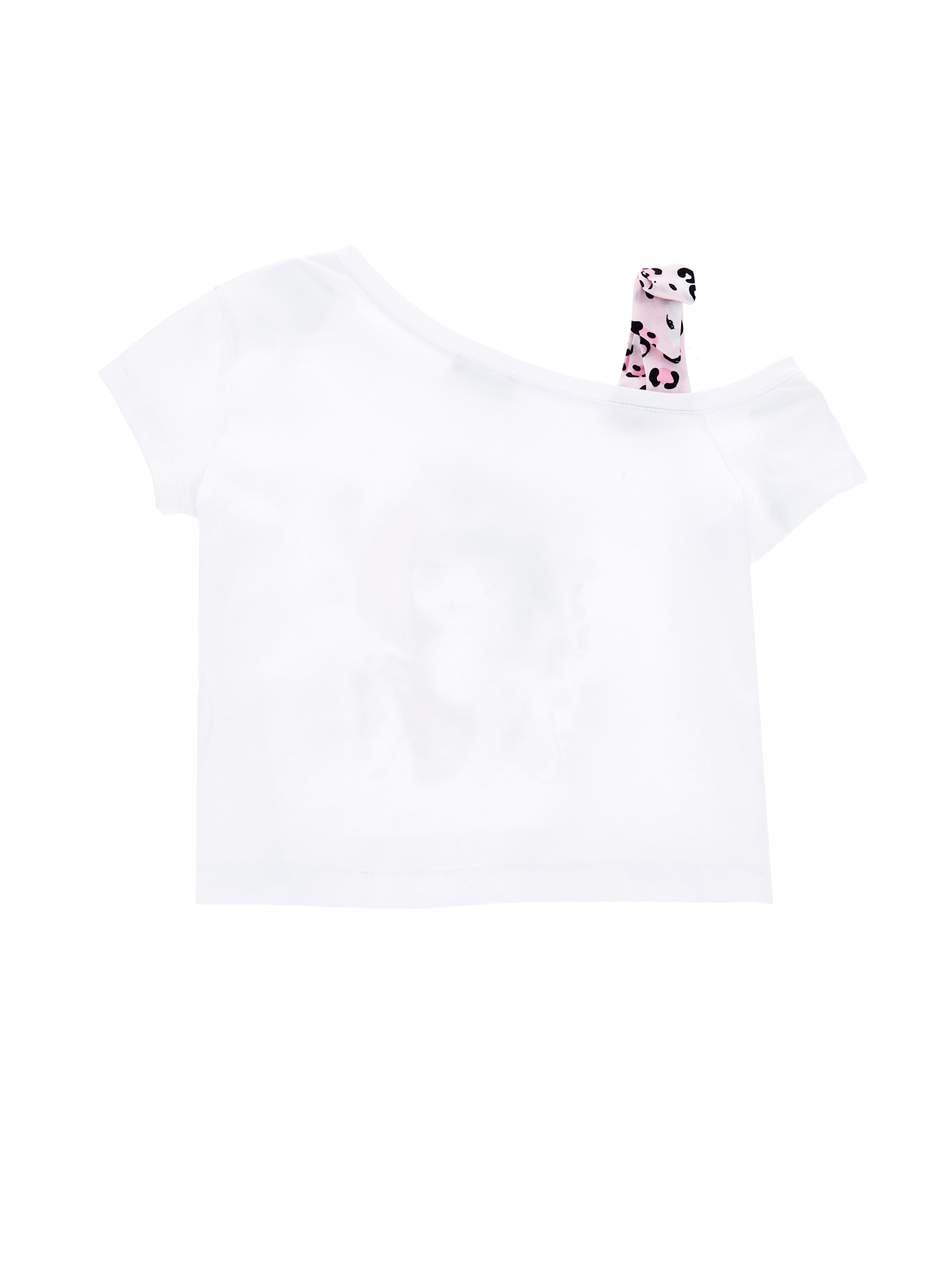 Shop Monnalisa One-shoulder Jersey T-shirt In White