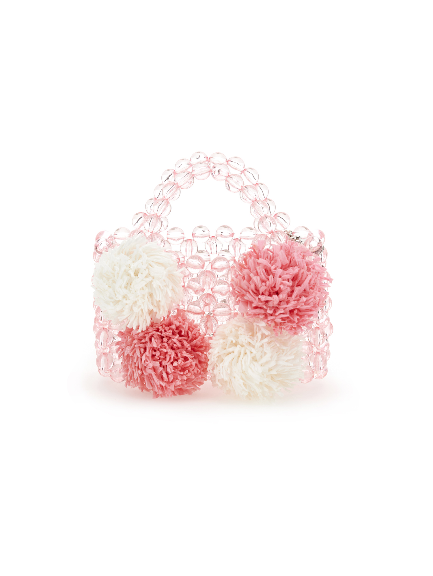 Shop Monnalisa Crochet Pom Pom Bag In Rosa Fairy Tale