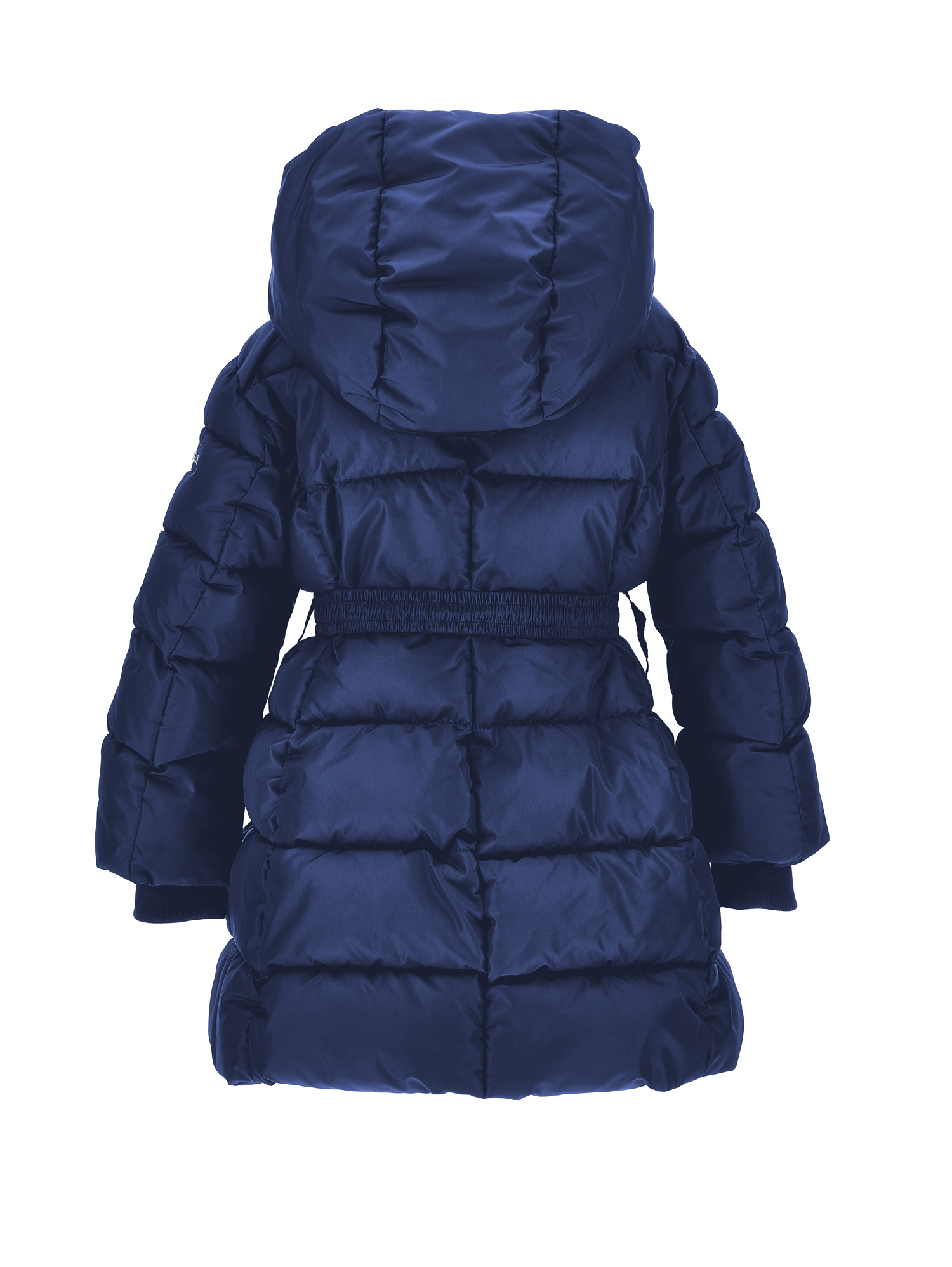Monnalisa Down Jacket With Belt And Hood In Blue