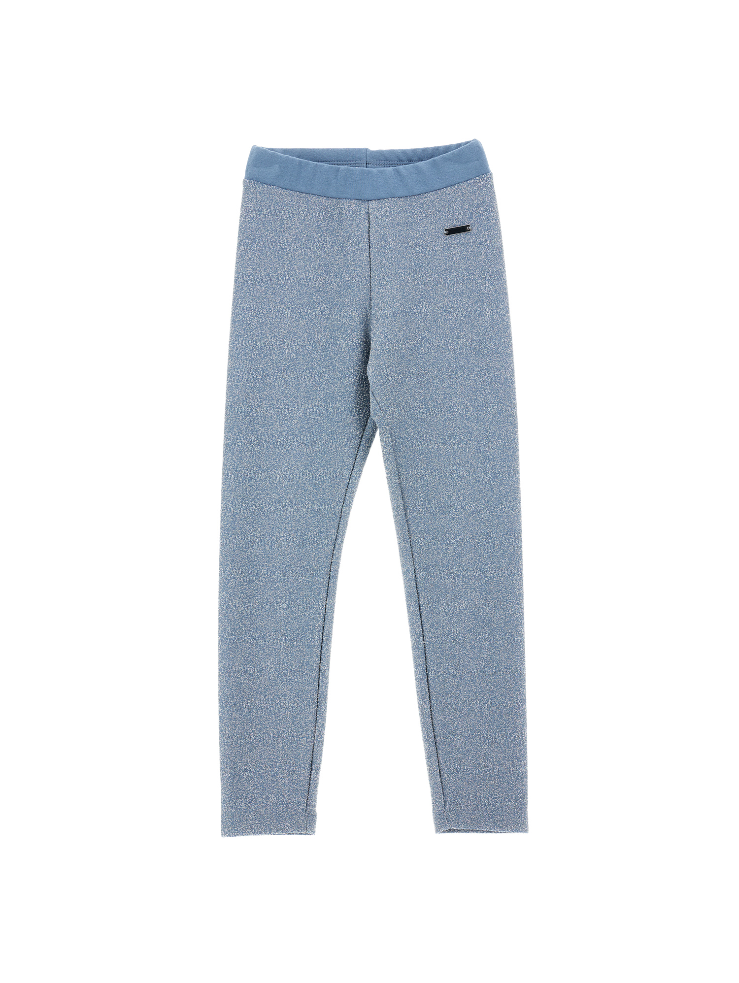 Monnalisa Lurex Leggings In Bluestone + Silver