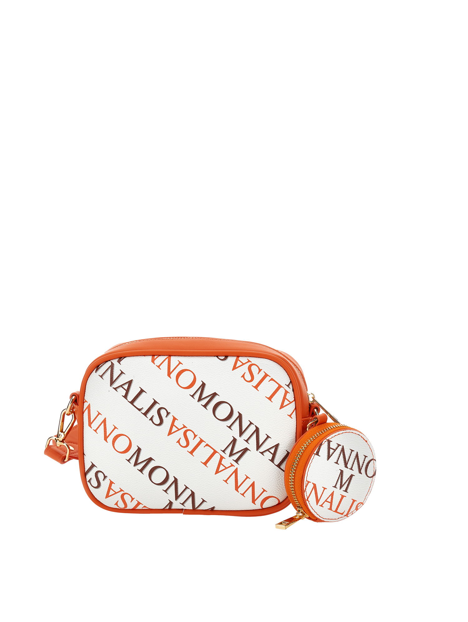Monnalisa Printed Leather Bag In Orange