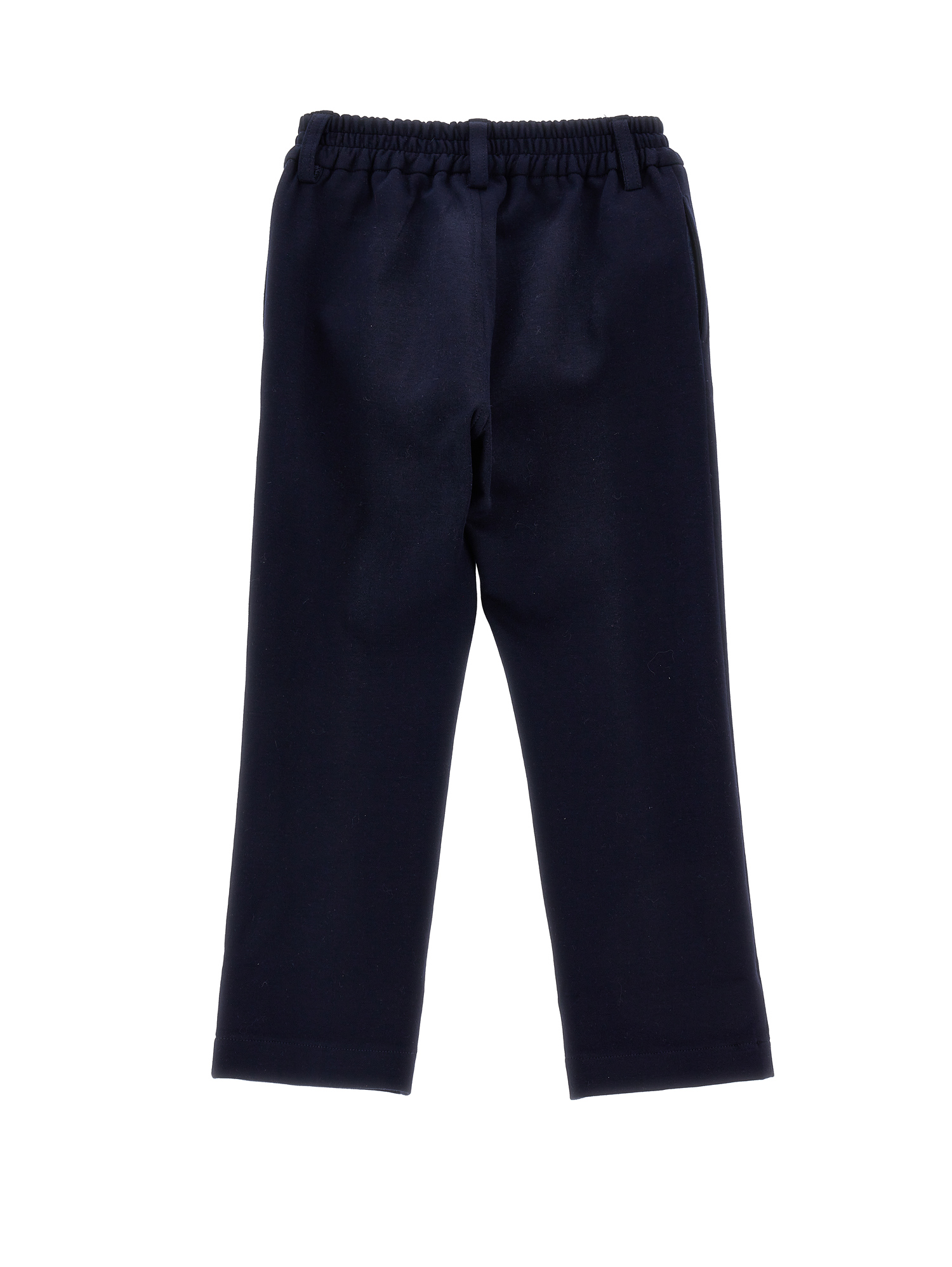 Monnalisa Double-sided Milano Stitch Trousers In Dark Blue