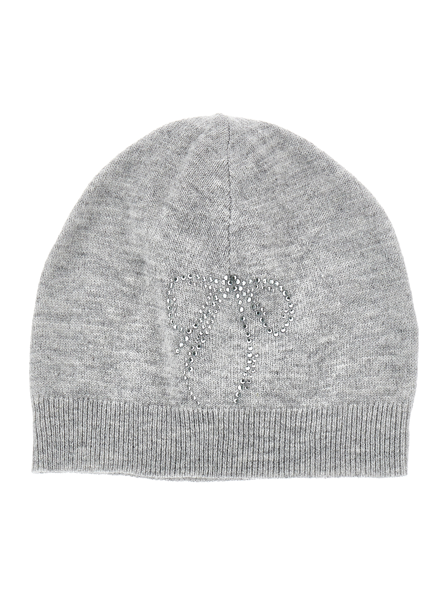 Monnalisa Knitted Hat With Rhinestones In Grey
