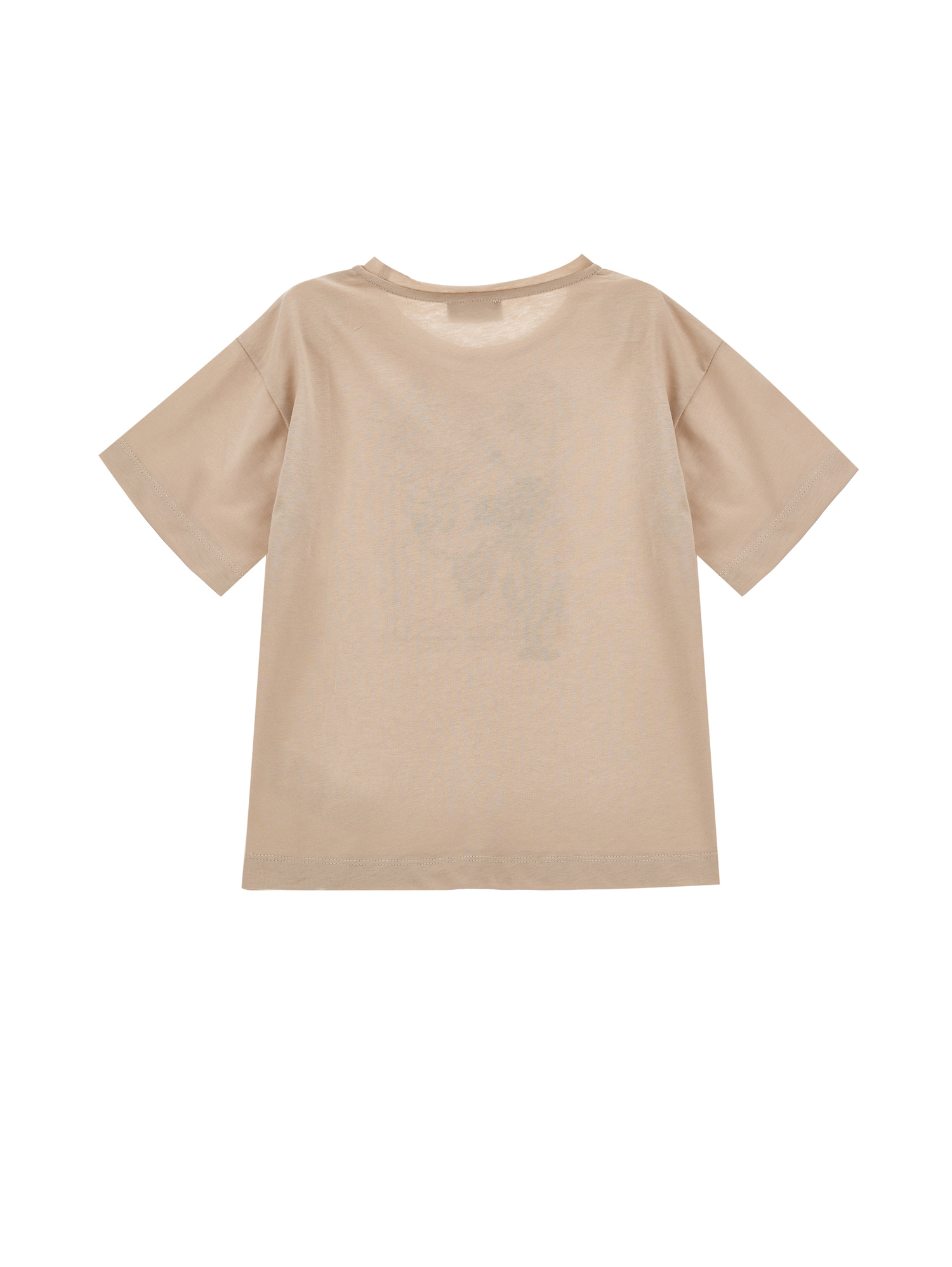 Monnalisa Mickey Mouse Jersey T-shirt In Beige + Red