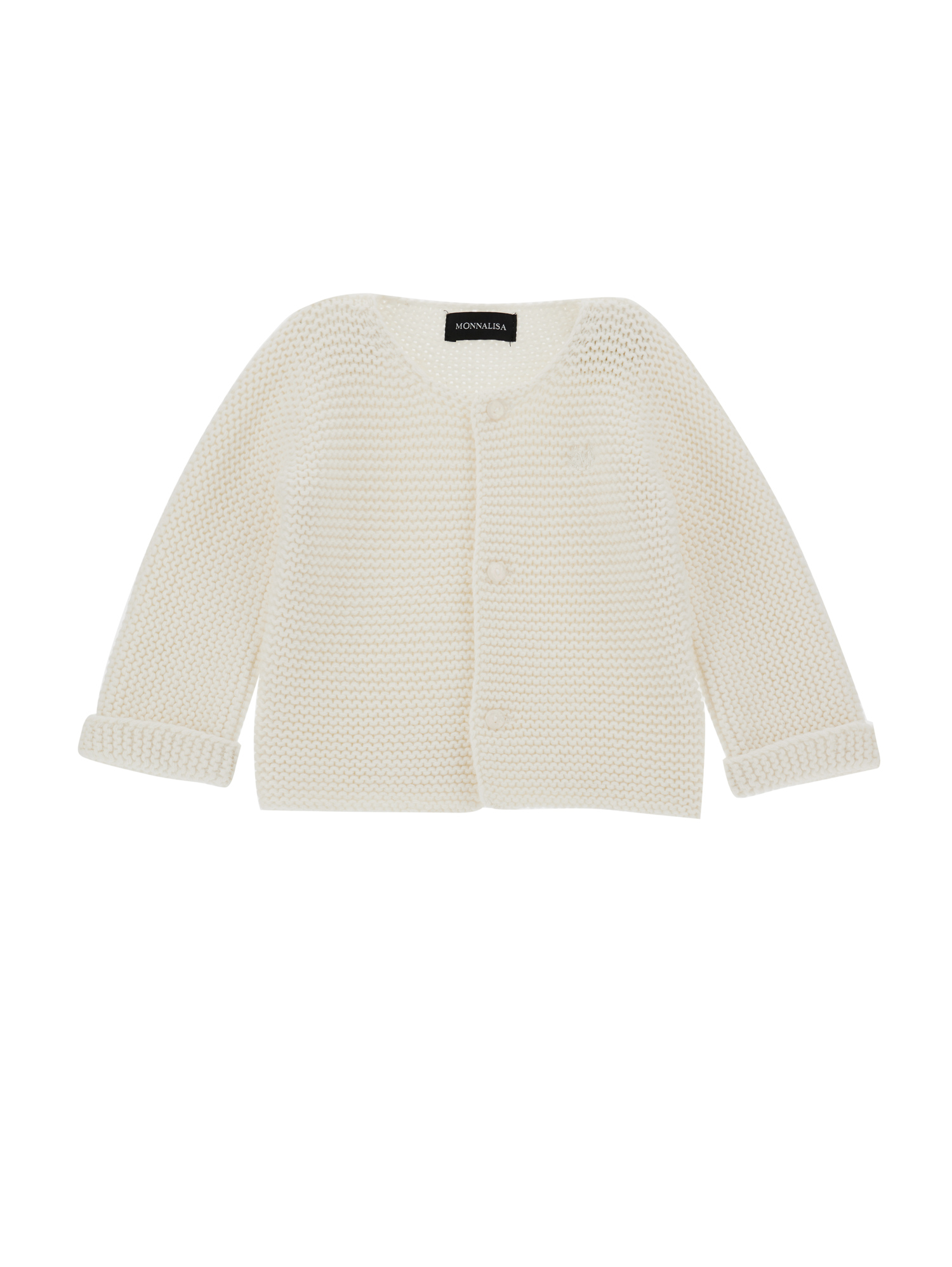 Monnalisa Knitted Cardigan In Cream