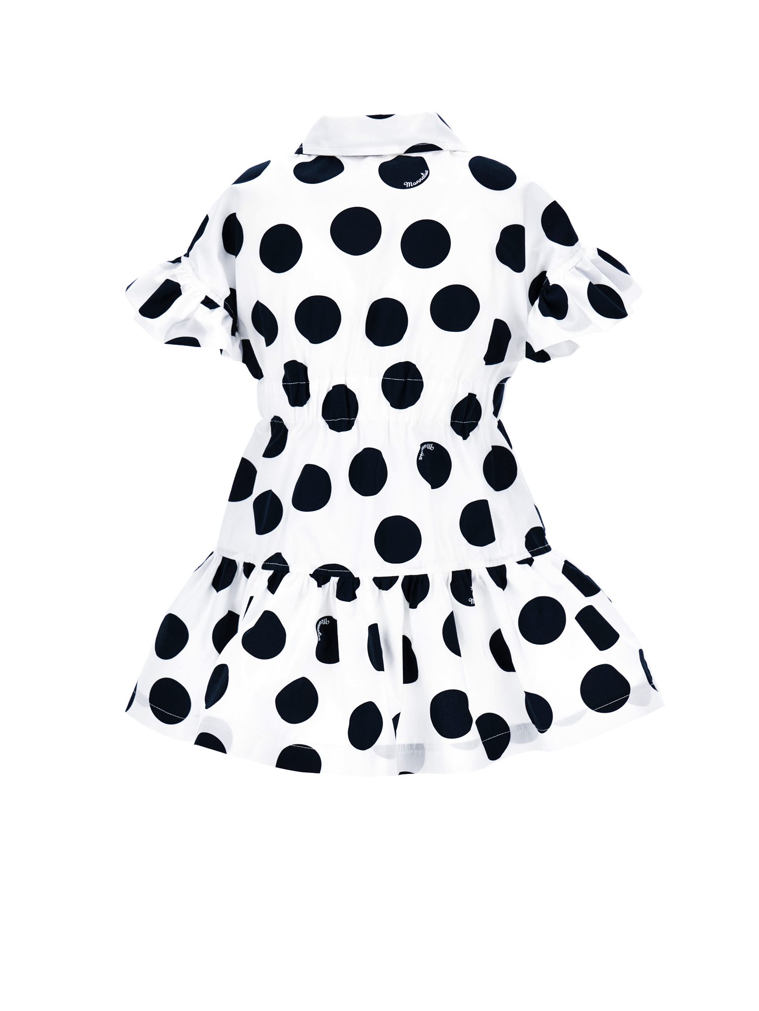 Shop Monnalisa Polka Dot Canvas Dress In White + Black