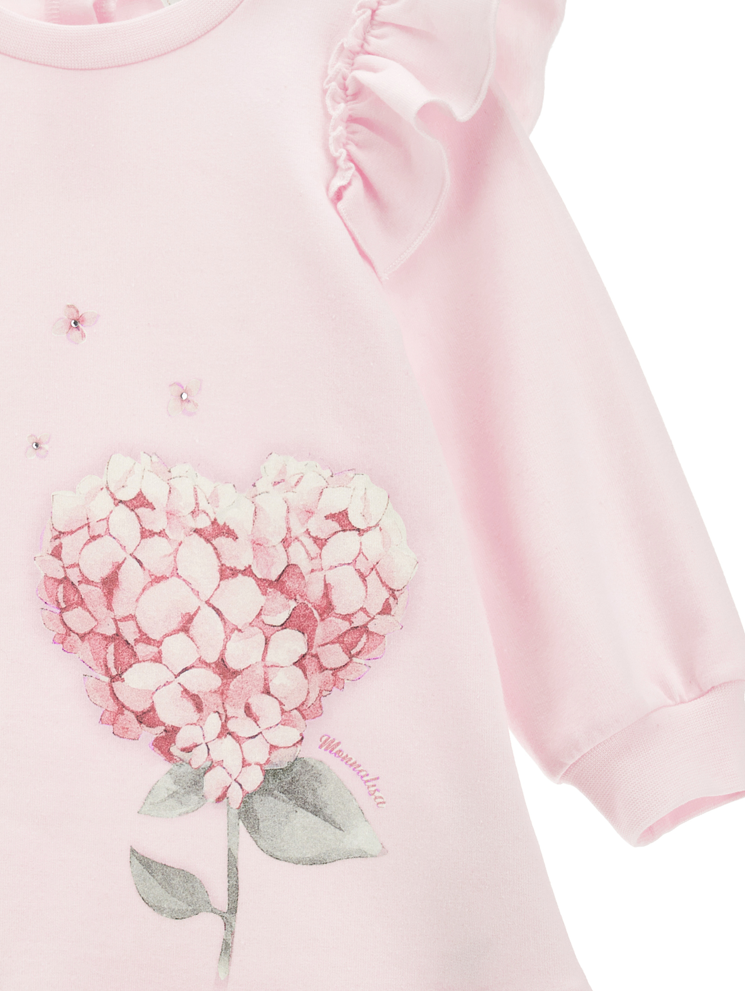 Monnalisa Sweatshirt Dress With Trim In Rosa Fairy Tale