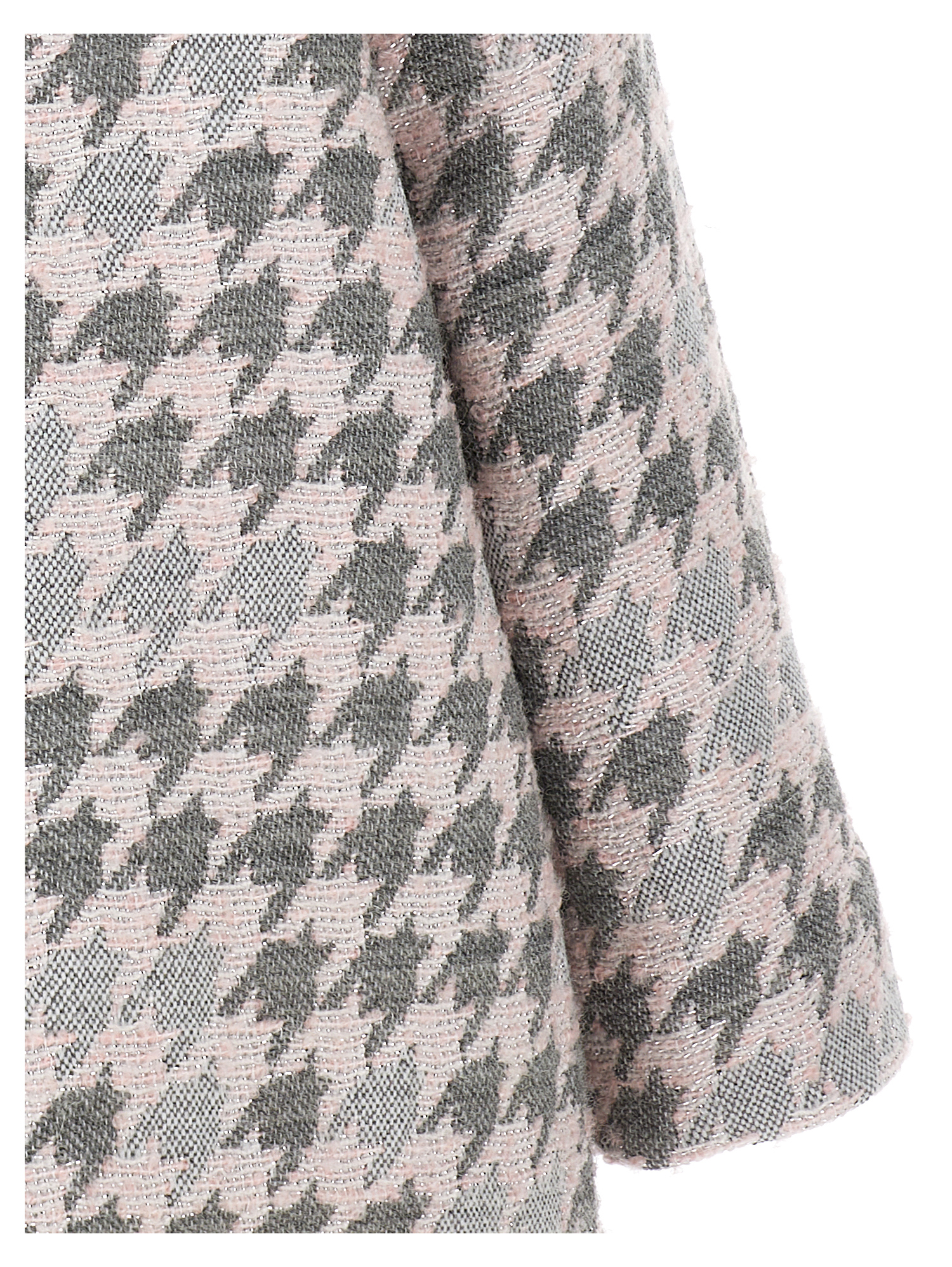 Monnalisa Houndstooth Coat In Antique Rose + Cream