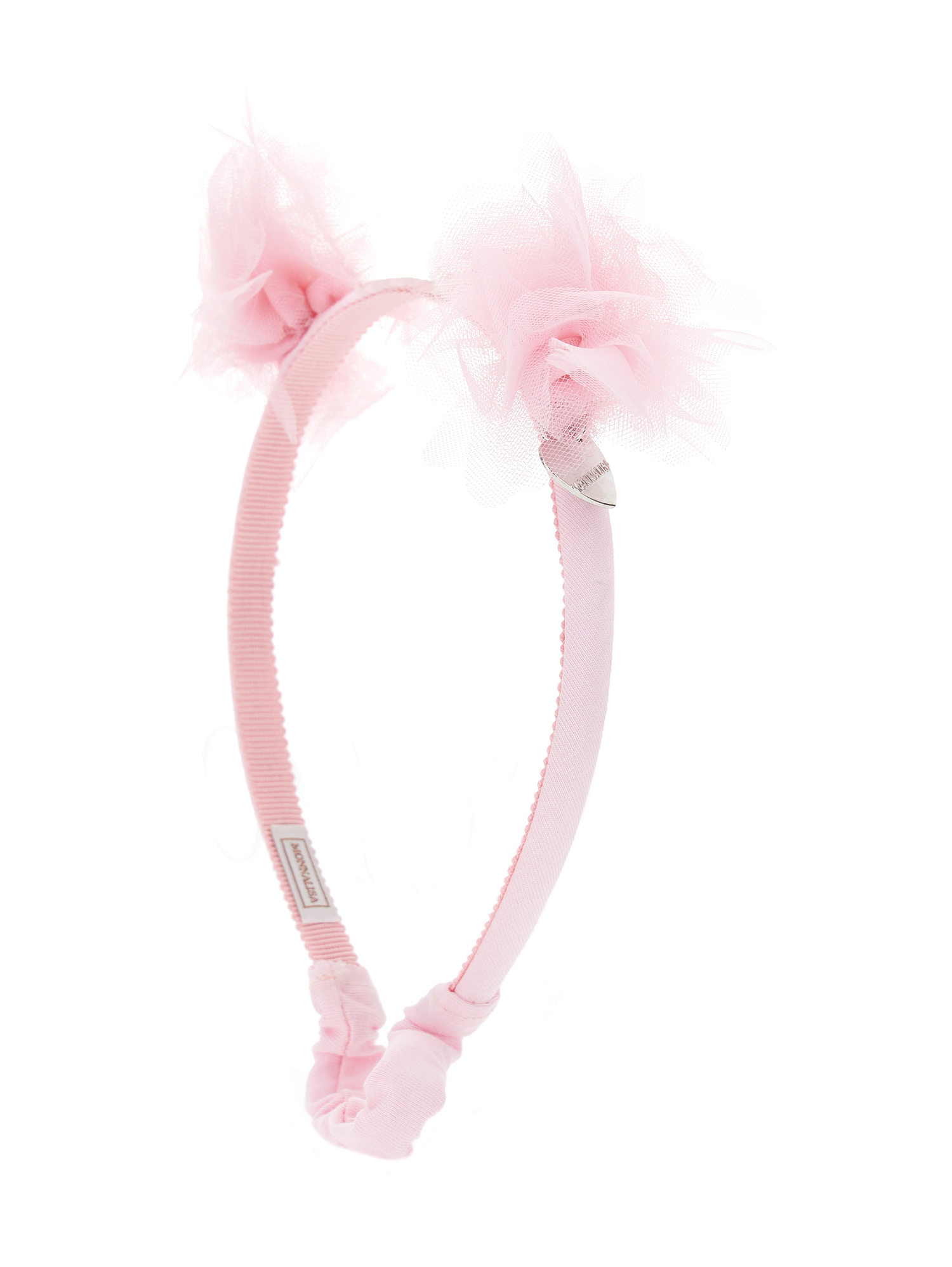 Shop Monnalisa Hairband In Tulle With Pom Pom In Rosa Fairy Tale