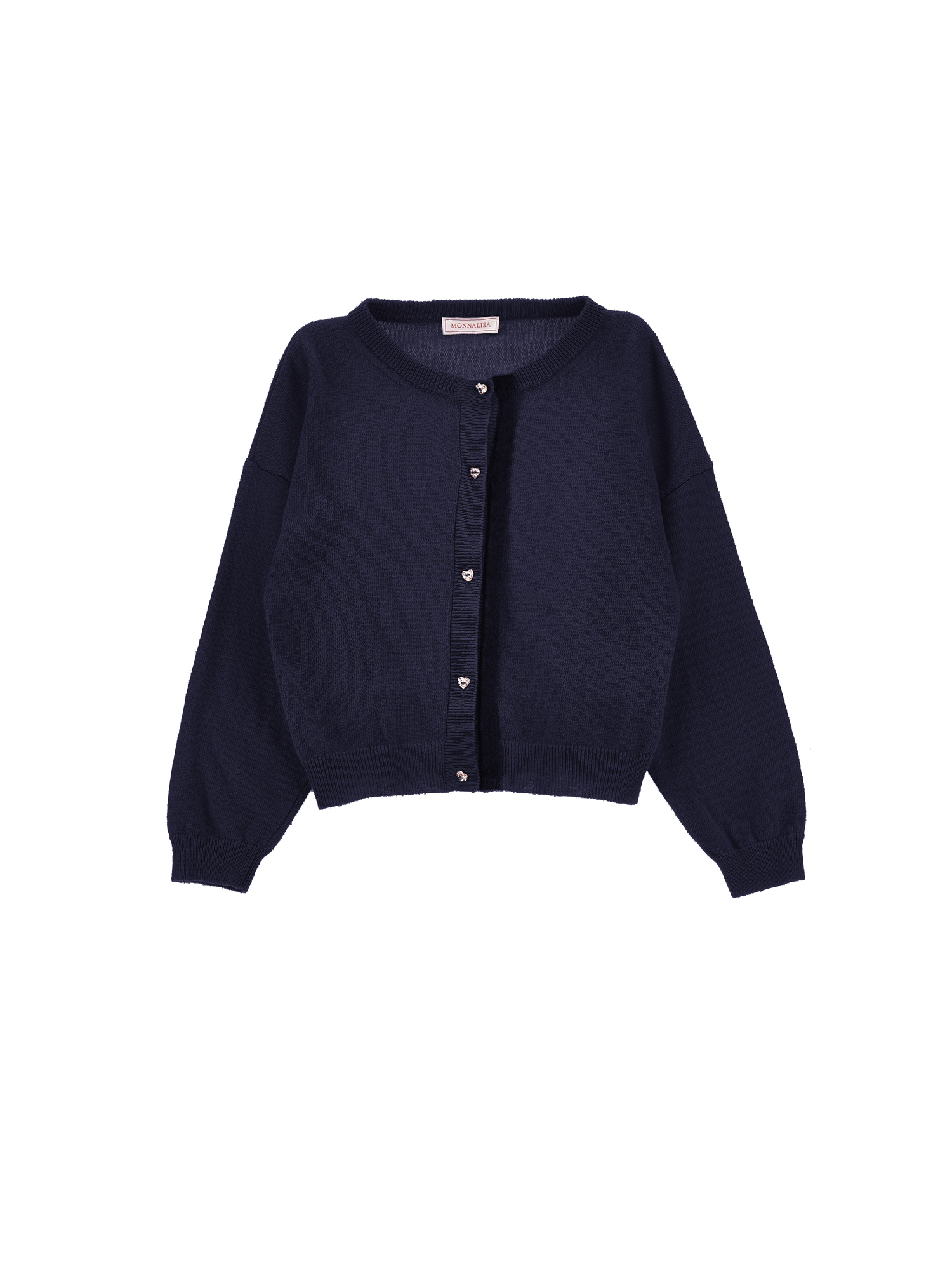 Monnalisa Supersoft Cardigan With Bow In Navy Blue