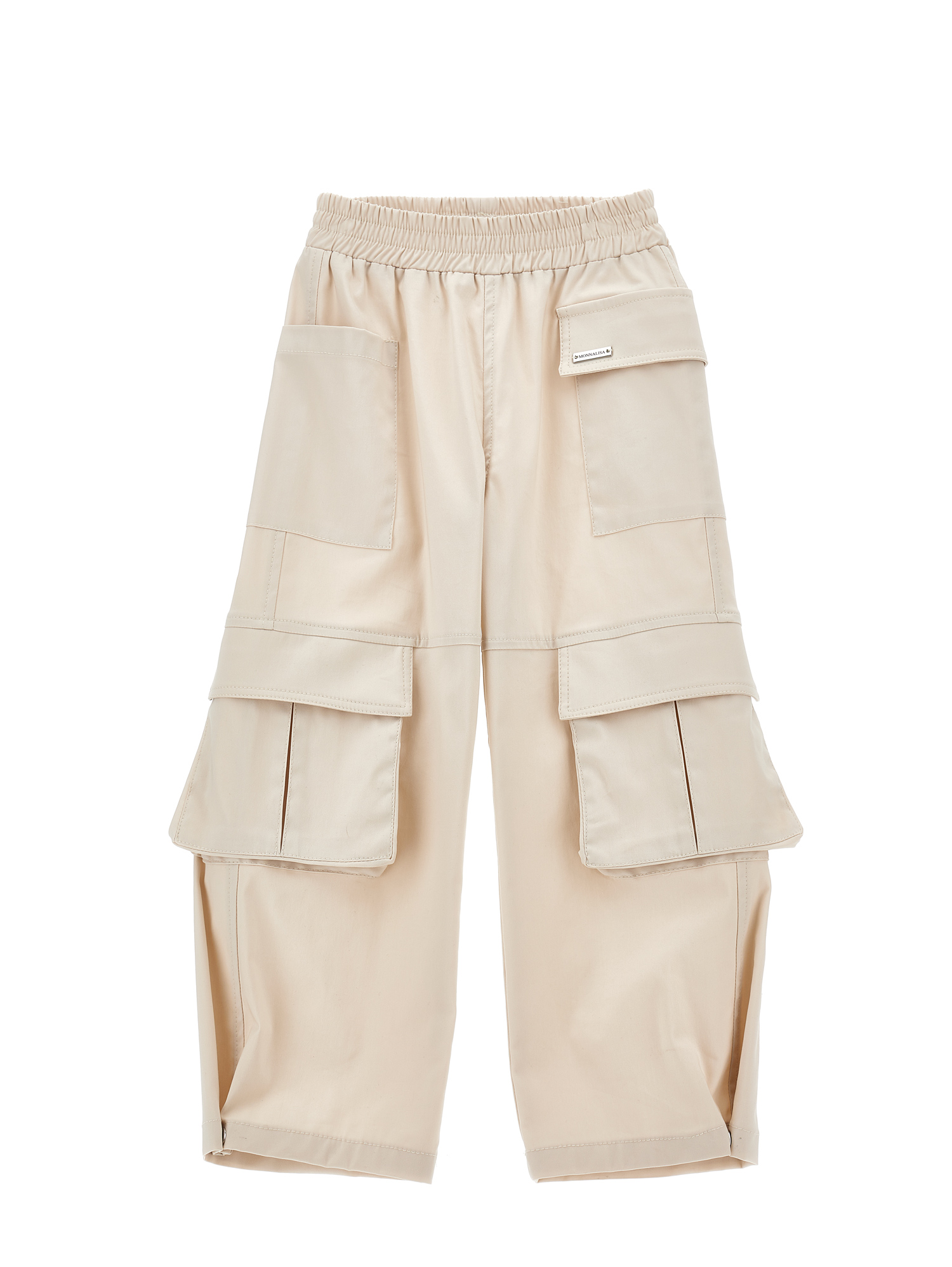 Monnalisa Stretch Cargo Trousers In Beige