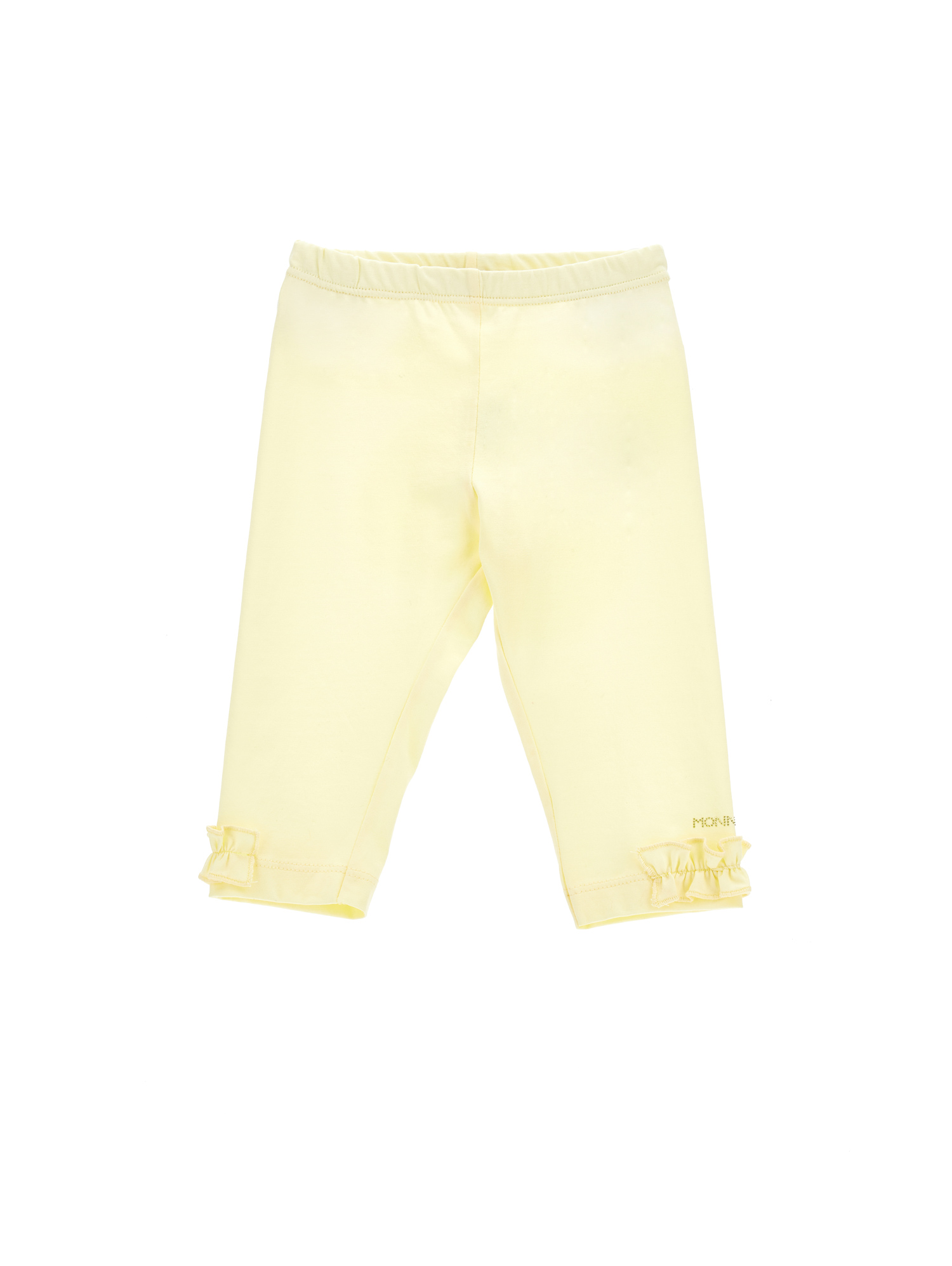 Monnalisa Cotton Leggings With Trim In Light Yellow