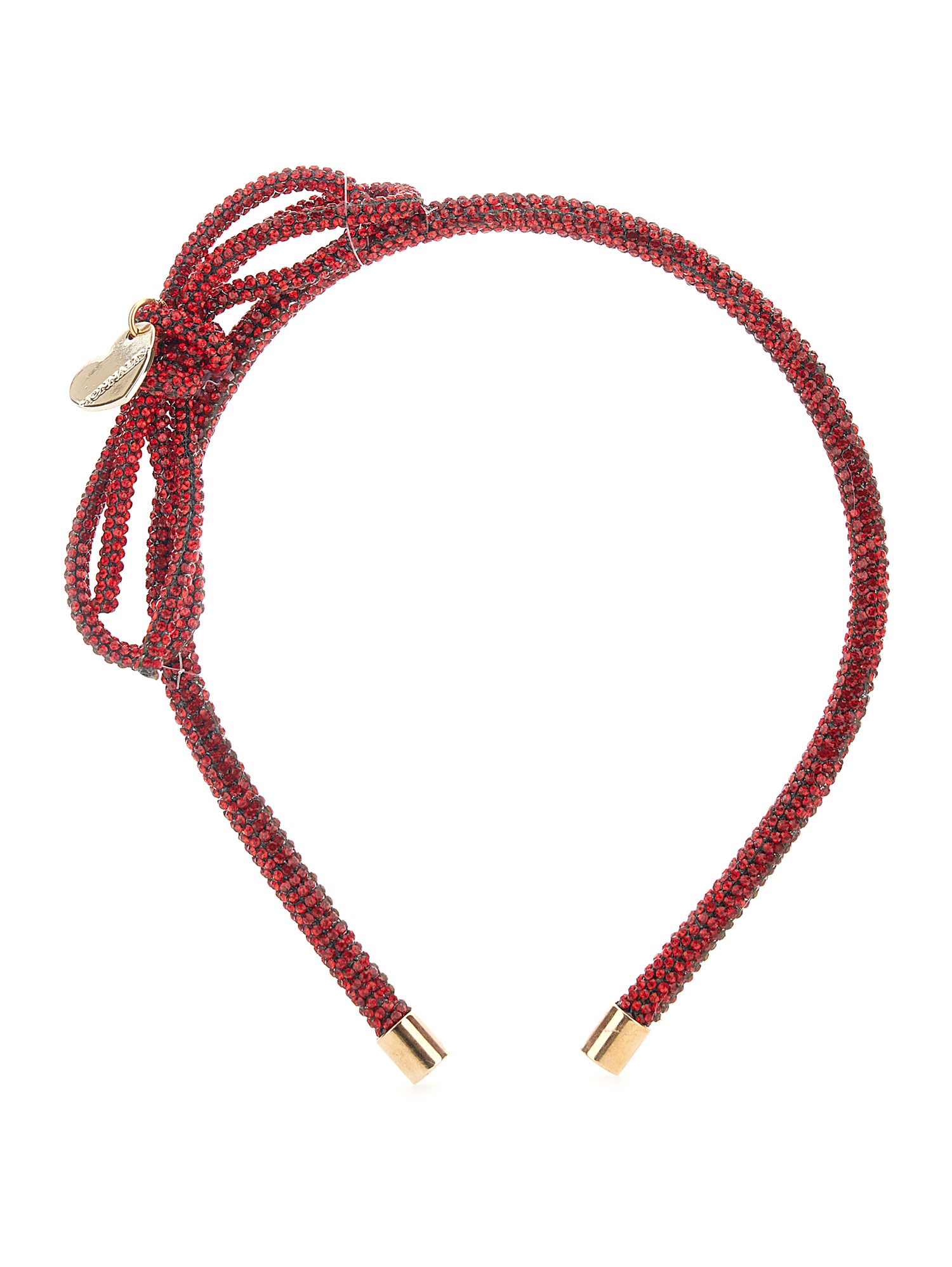 Monnalisa Rhinestone Knit Headband In Ruby Red