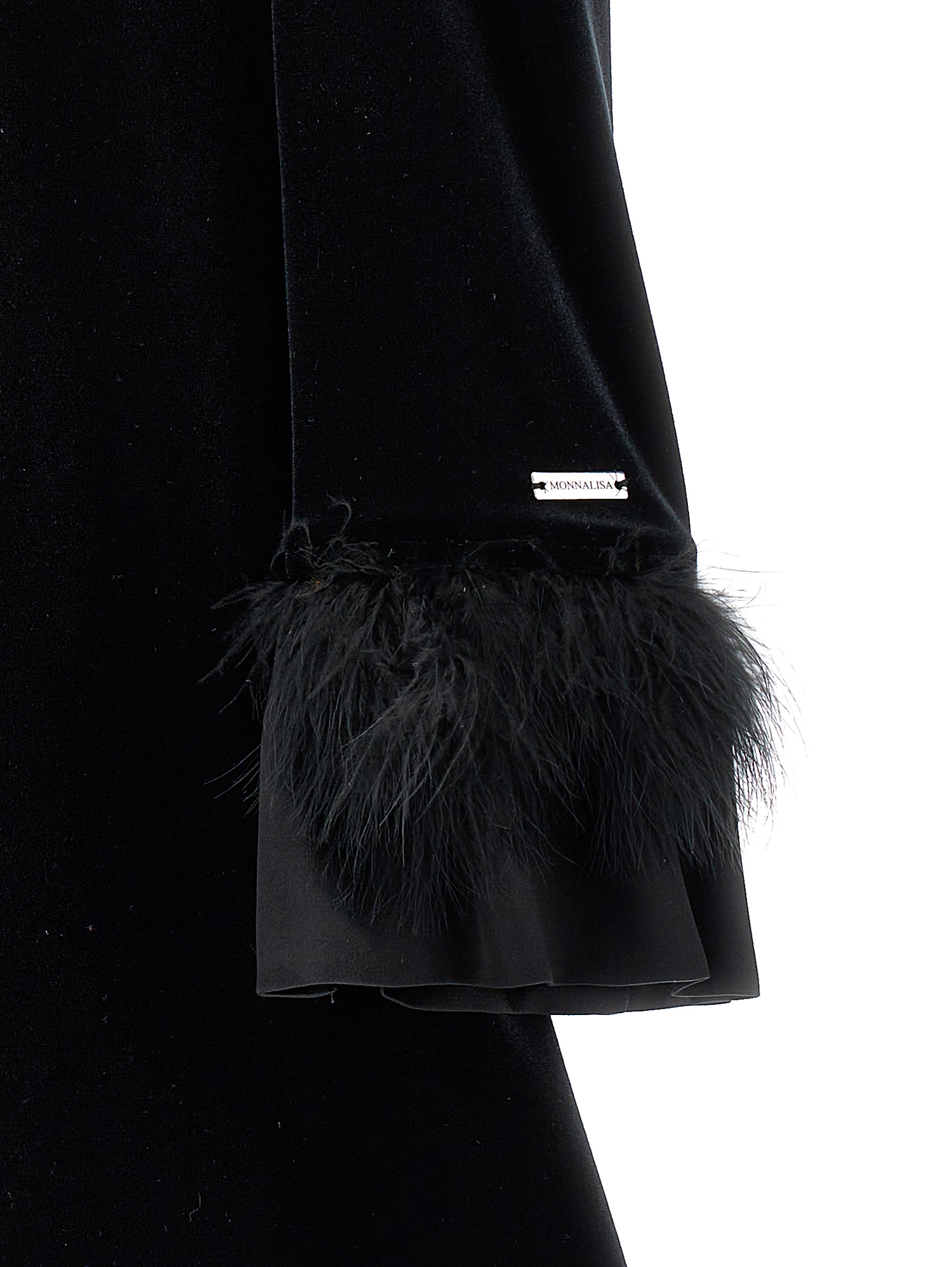 Monnalisa Chenille Bon Ton Dress In Black