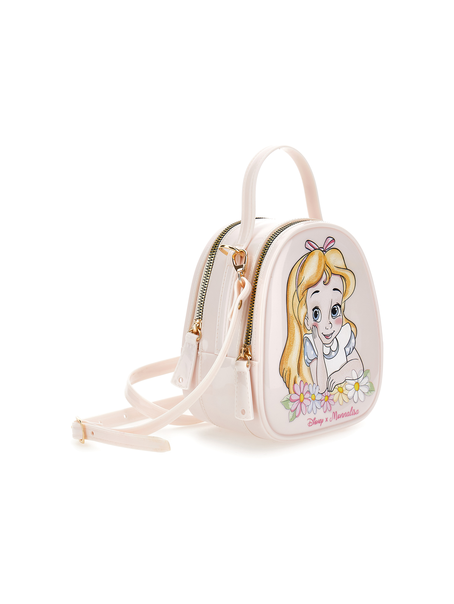 Monnalisa Alice In Wonderland Pvc Backpack In Rosa Fairy Tale