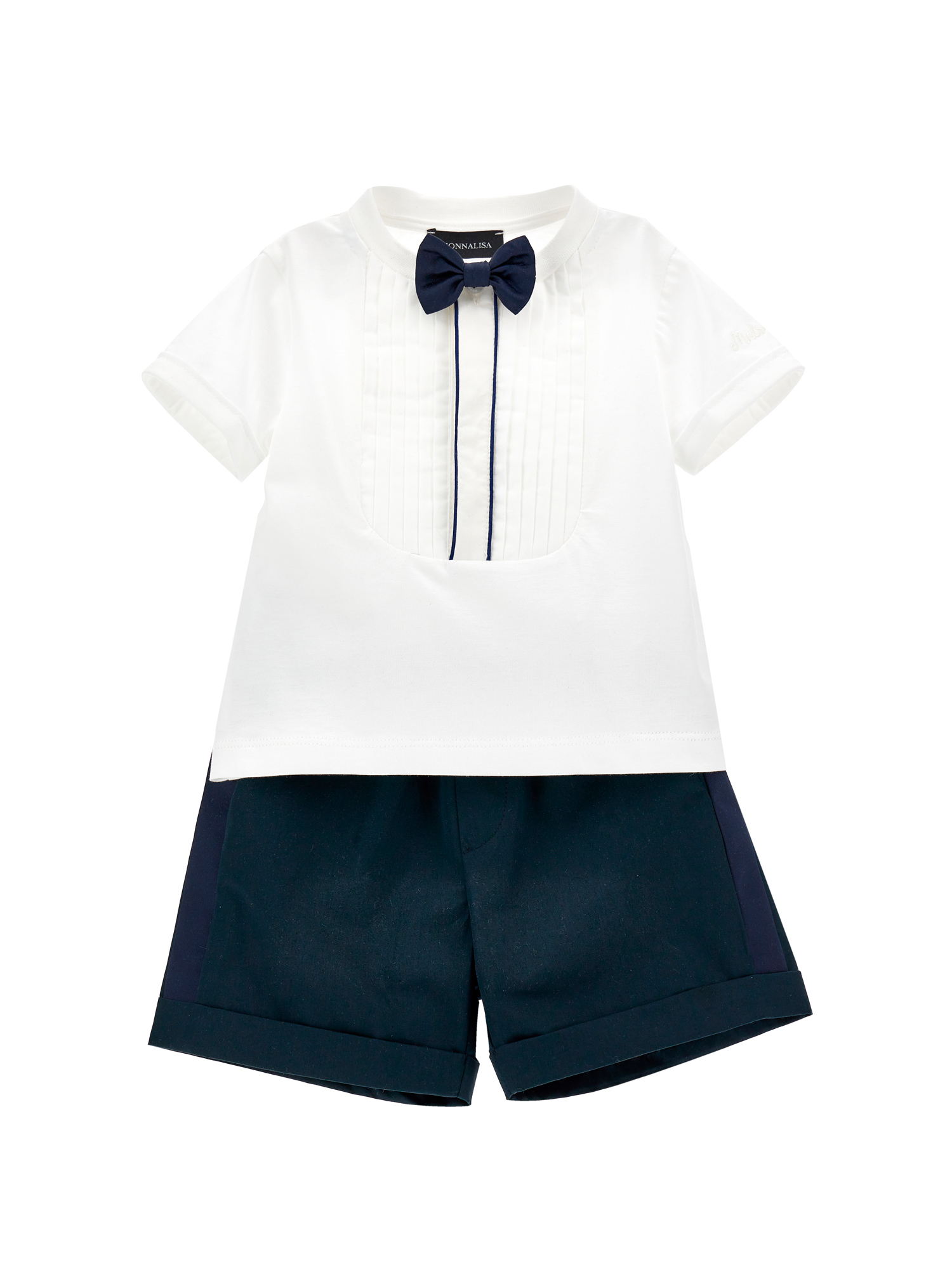 Monnalisa Kids'   Ultra-fine Satin Party Outfit In Blue + Cream