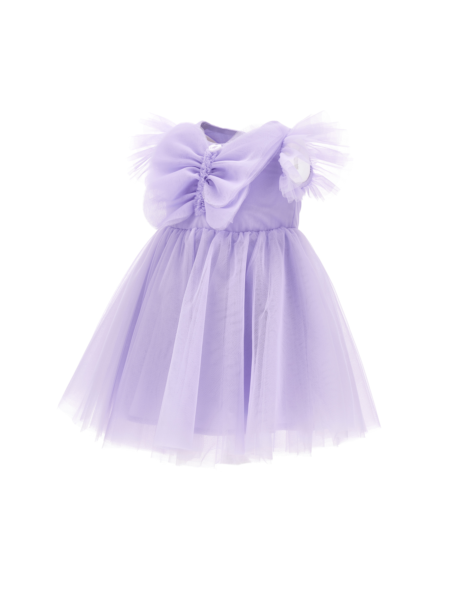 Shop Monnalisa Maxi Butterfly Silk-touch Tulle Dress In Wisteria