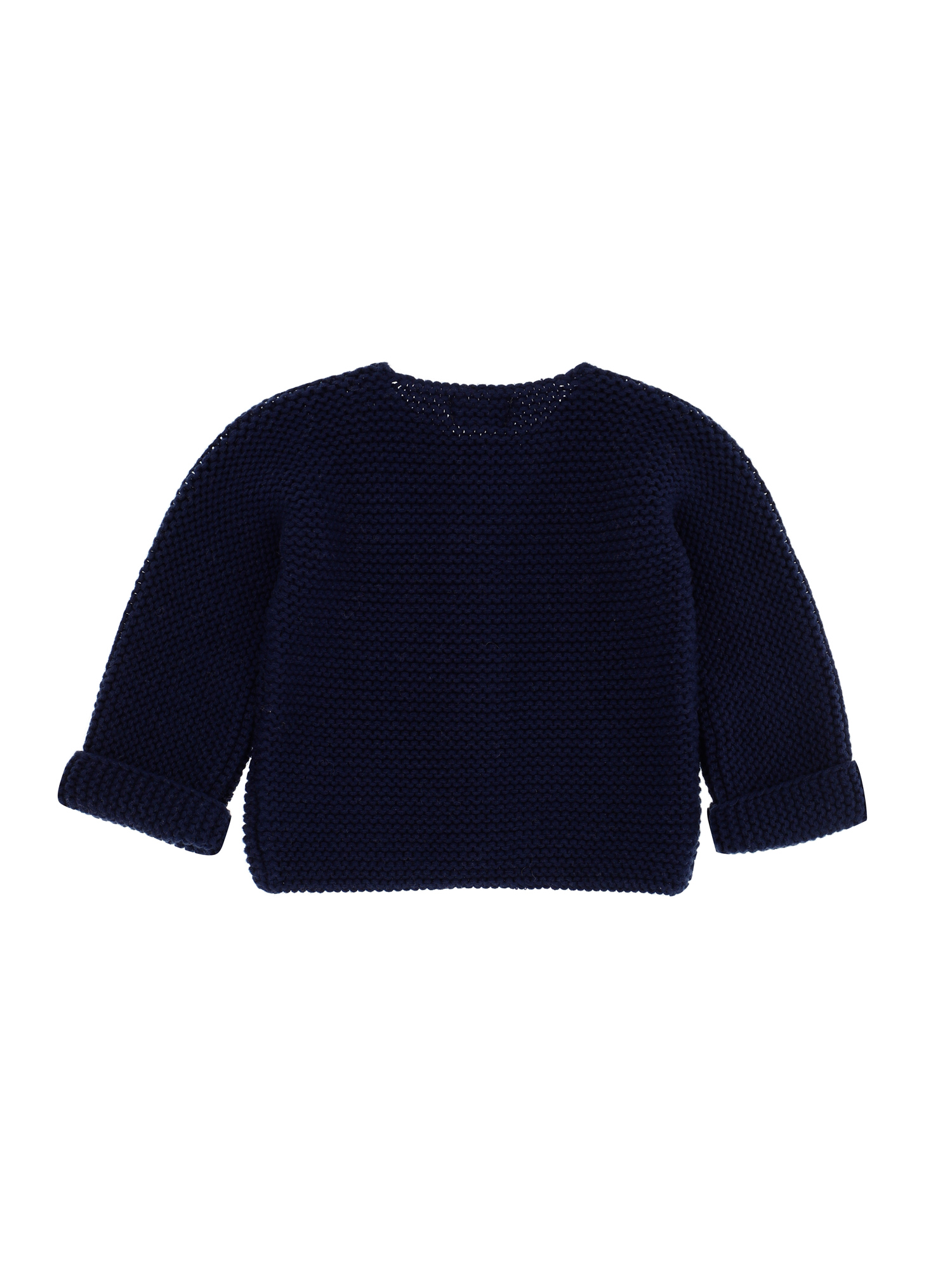 Monnalisa Tricot Cotton Cardigan In Navy Blue