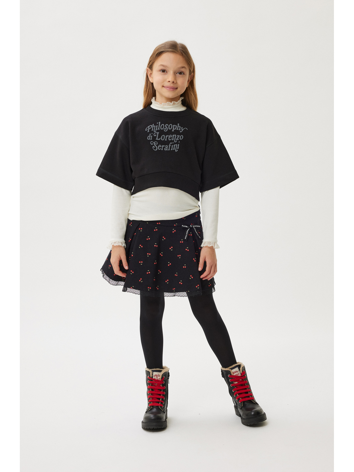Philosophy Di Lorenzo Serafini Philosophy Kids  Cropped Sweatshirt With Logo In Black