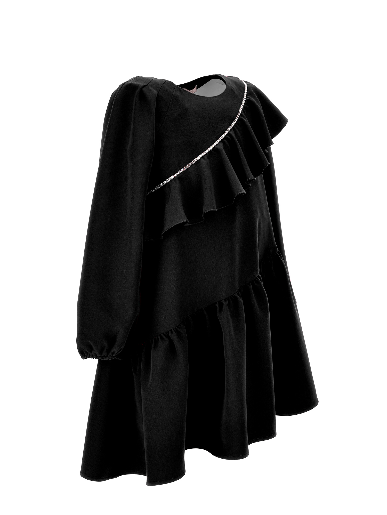 MONNALISA MONNALISA  ASYMMETRIC DRESS WITH RHINESTONES 