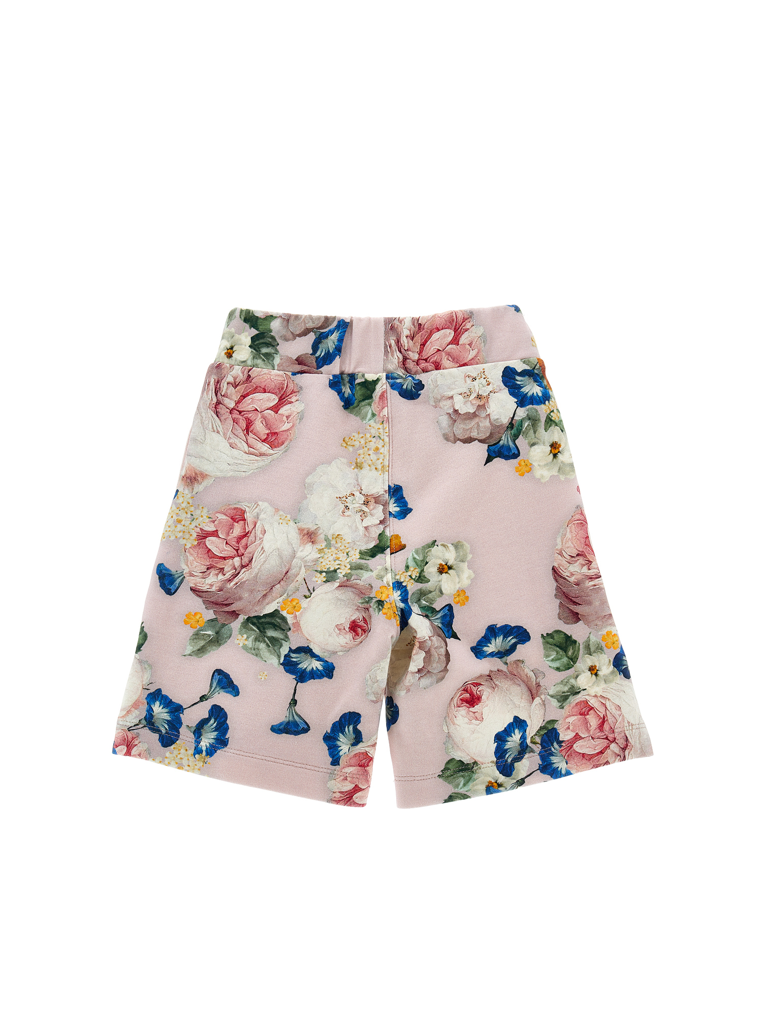 Monnalisa Rose Print Jersey Bermuda Shorts In Cyclamen + Multicolor