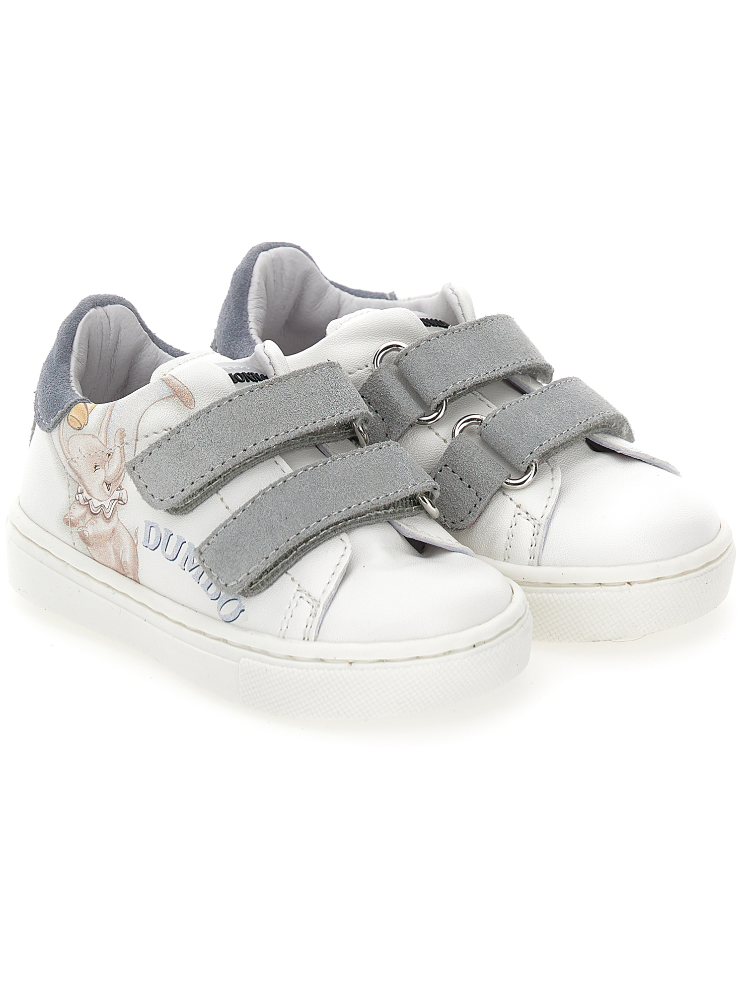 Monnalisa Dumbo Sneakers In Cream + Grey