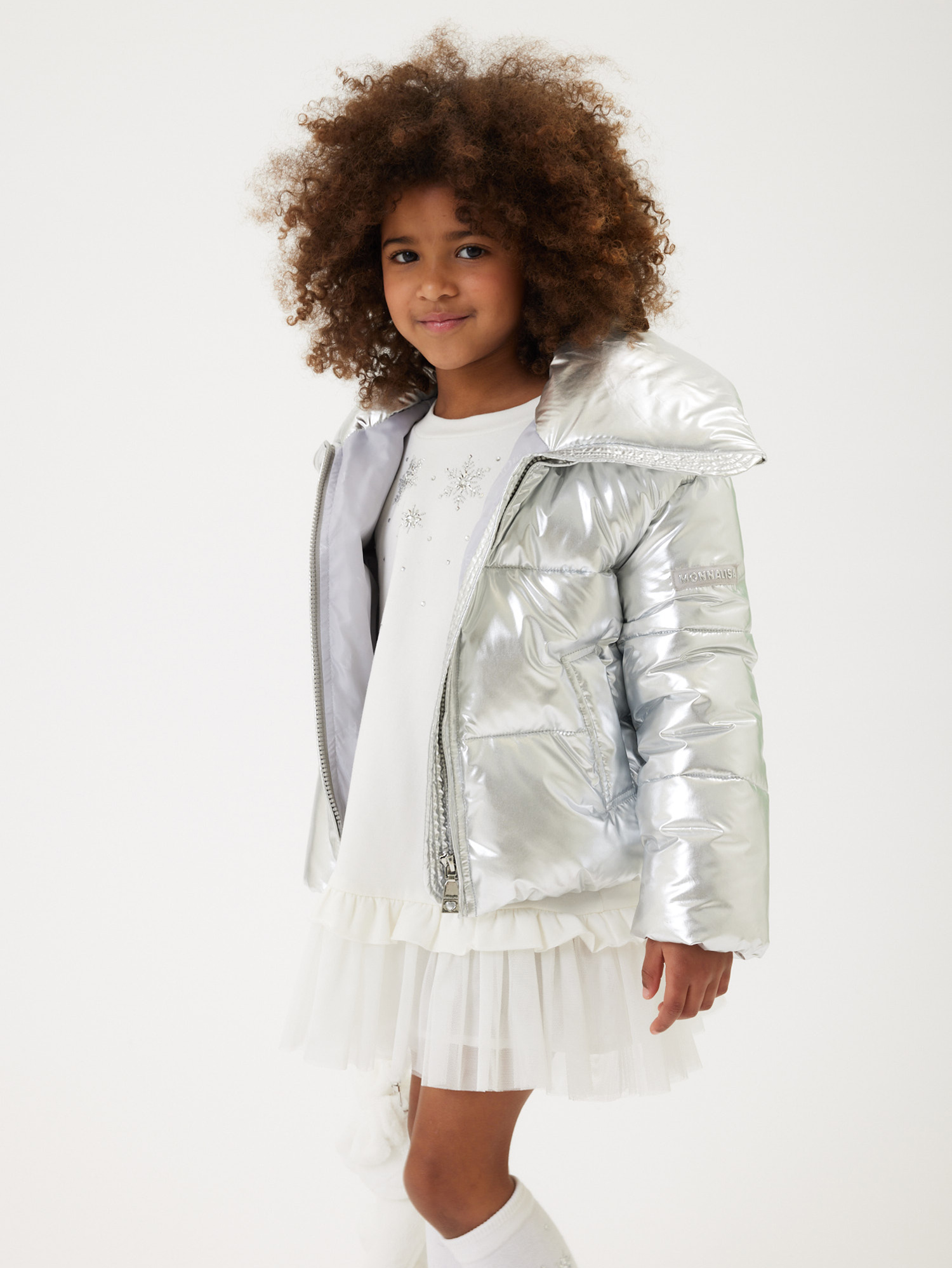 Silver jacket girls top