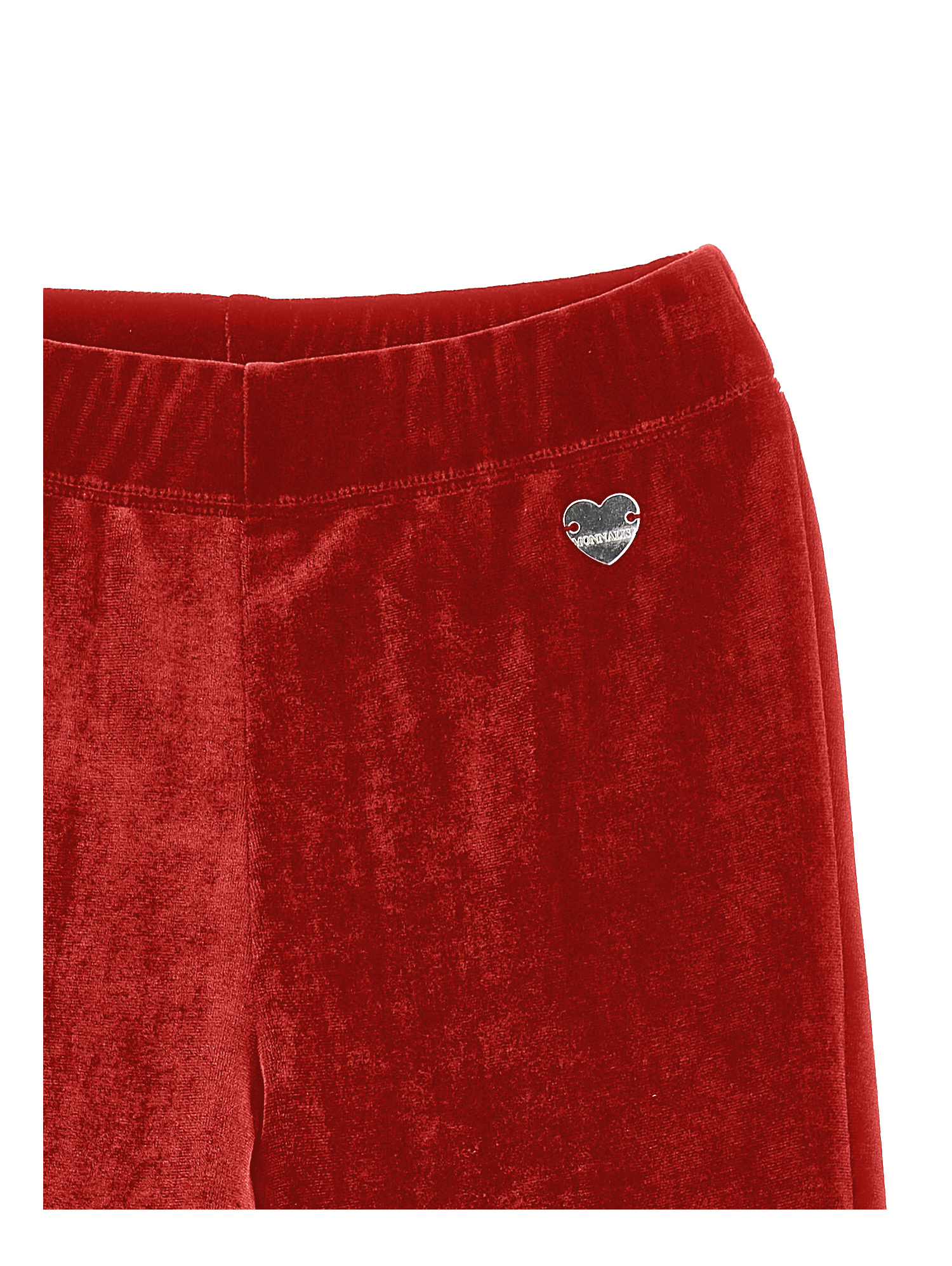 Monnalisa Warp-knit Chenille Trousers In Ruby Red