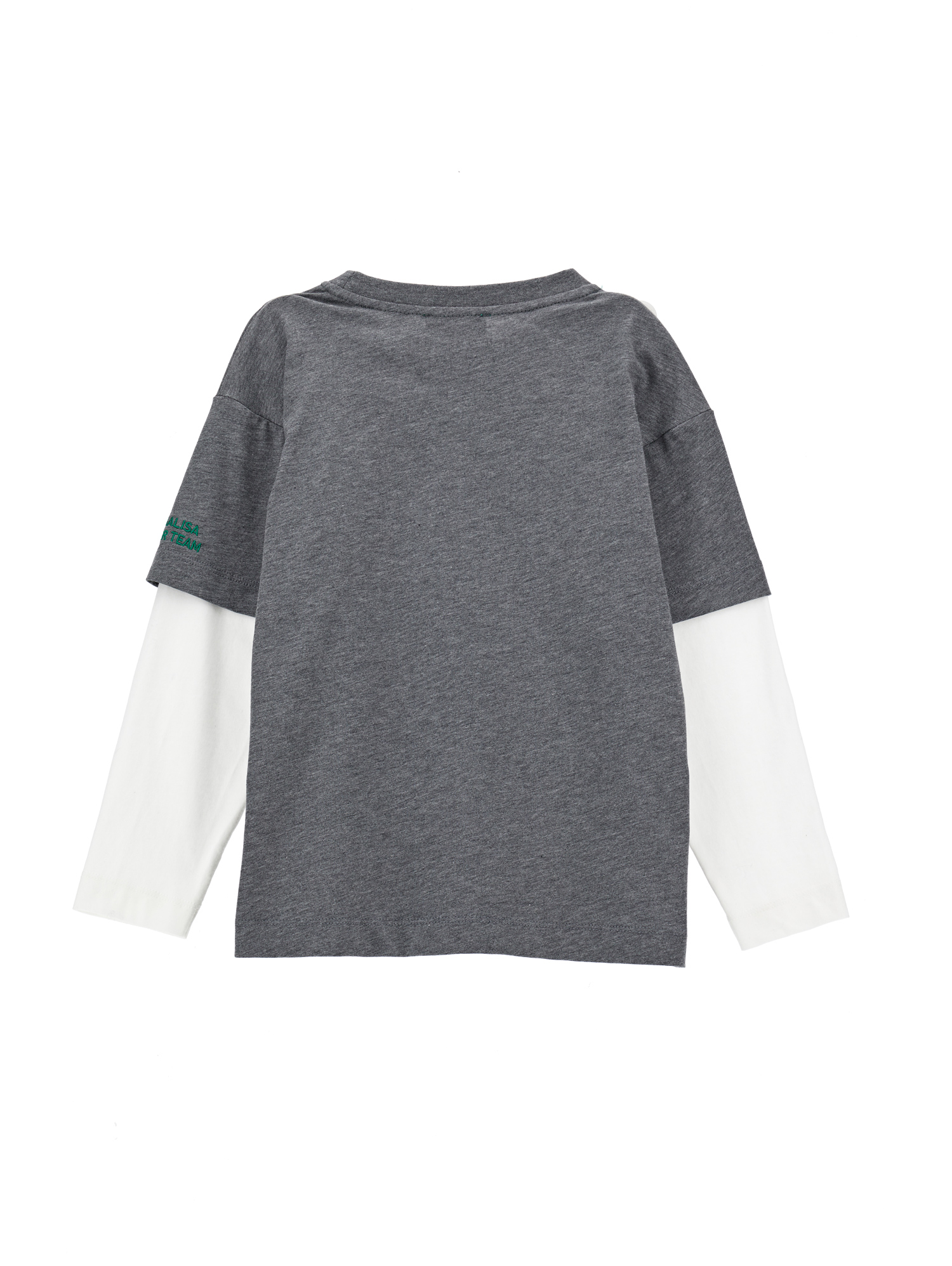 Monnalisa Daffy Duck Double Sleeve T-shirt In Medium Grey