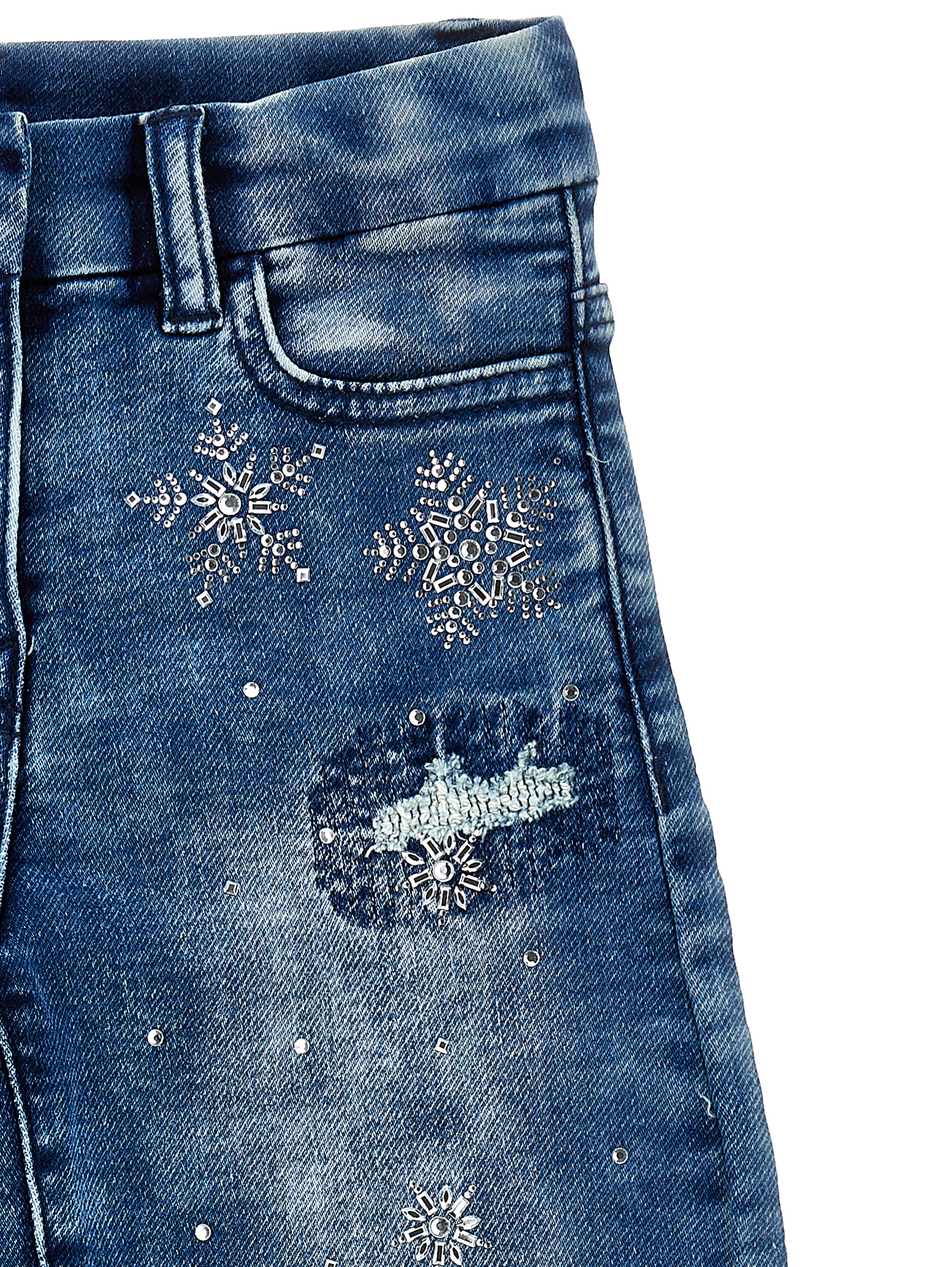 Monnalisa Stretchjeans Mit Strass In Blu Stone Denim