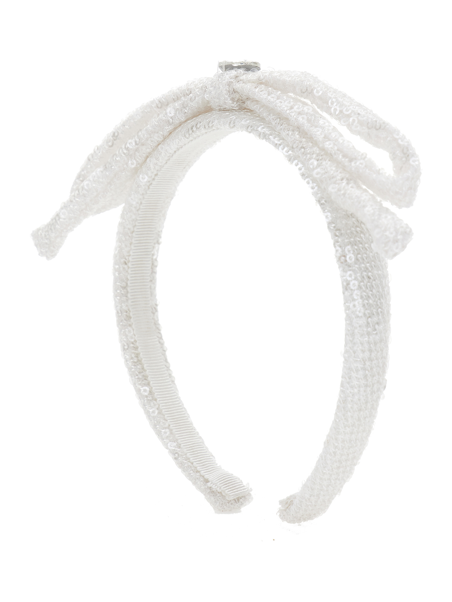 Shop Monnalisa Hairband With Sequins In Cream