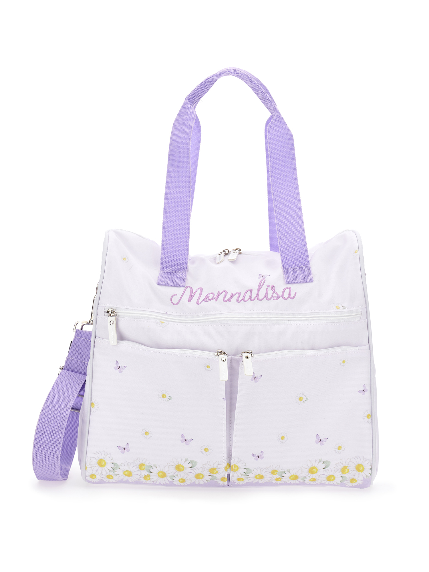 Monnalisa Daisies Cloth Nursery Bag In White