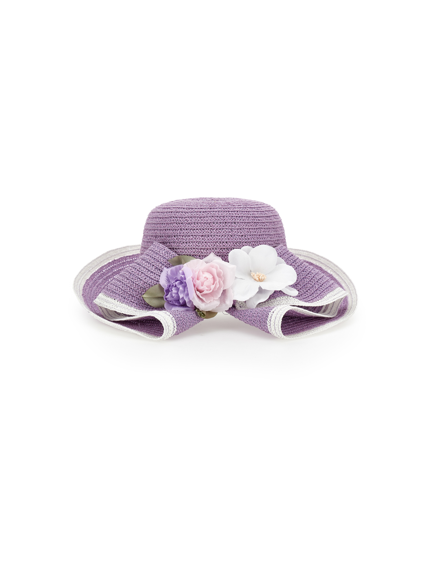 Monnalisa Floral Straw Hat In Wisteria