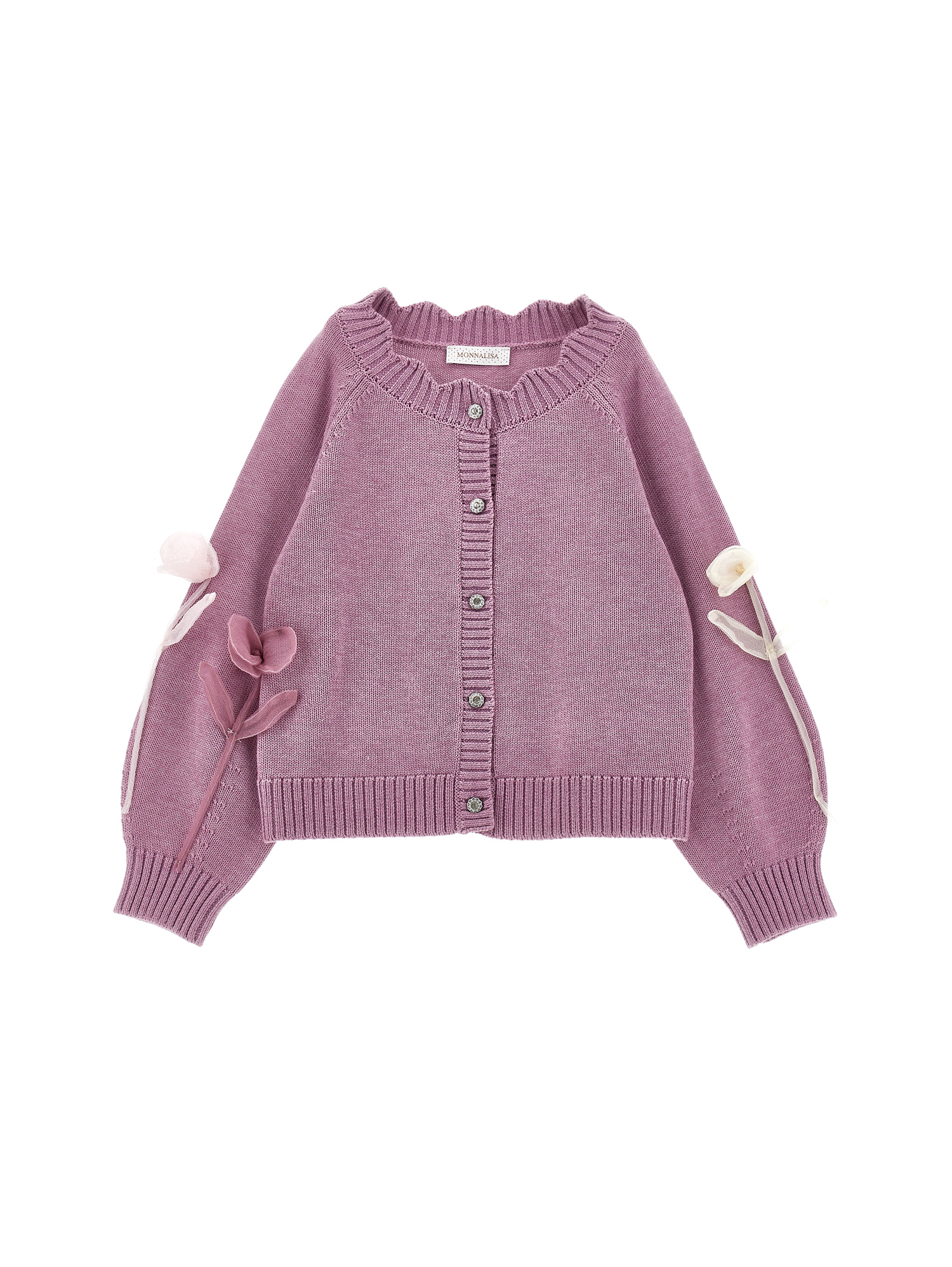 Monnalisa Flower Inlay Cardigan In Blush Pink