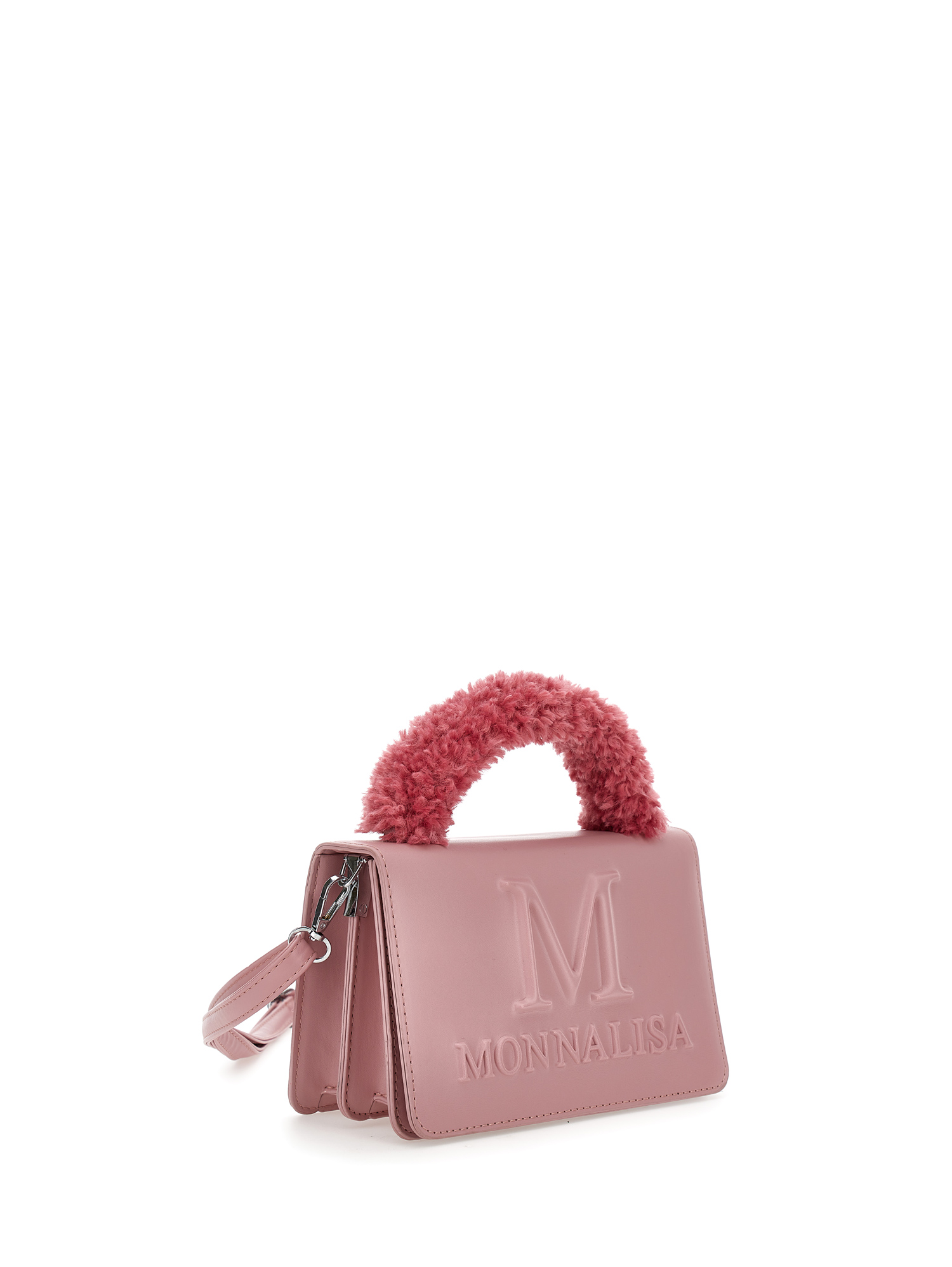 Shop Monnalisa Coated Fabric Bag In Blush Pink