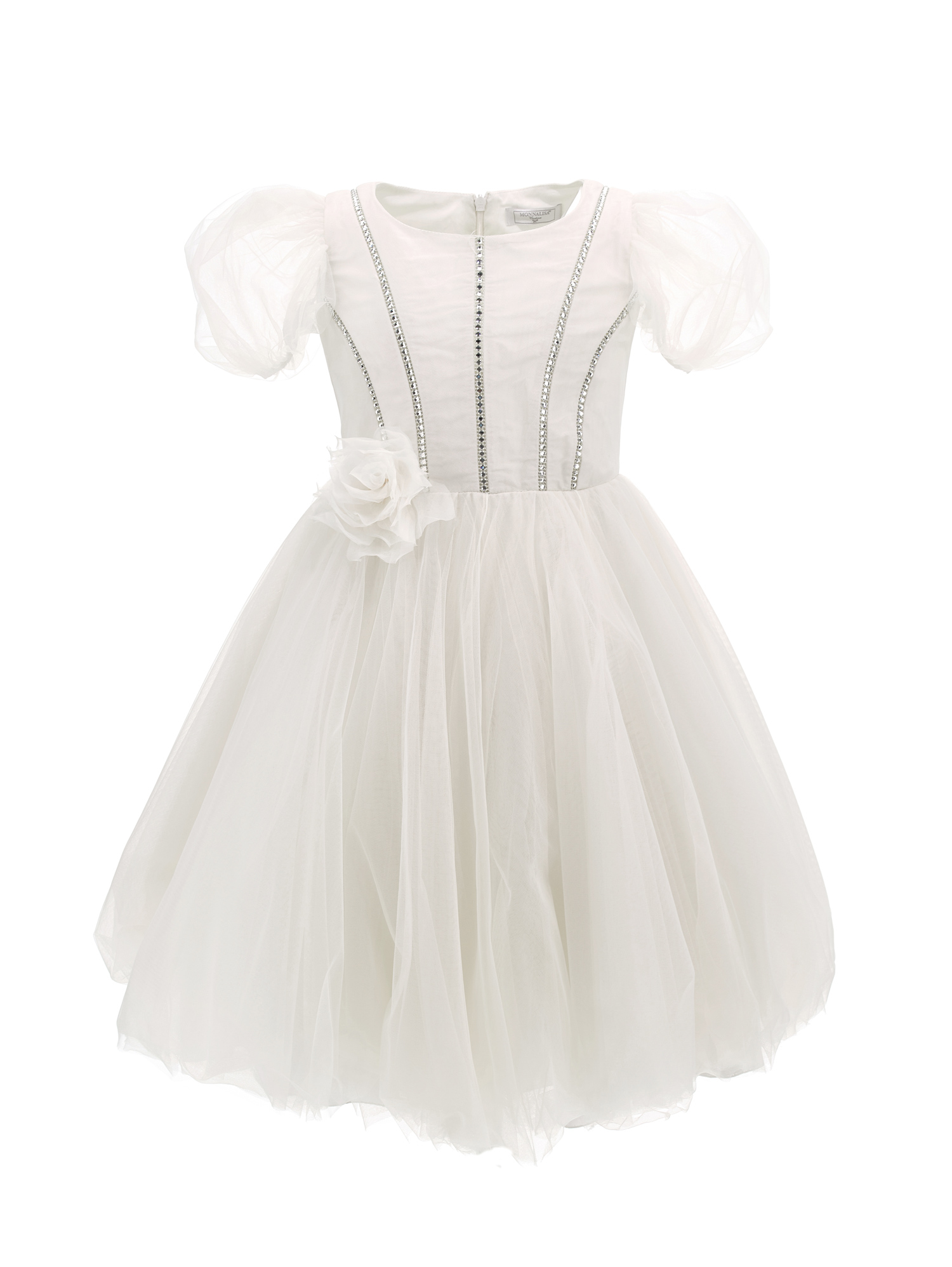 Monnalisa Kids'   Sunset Dress With Silk-touch Tulle In Cream