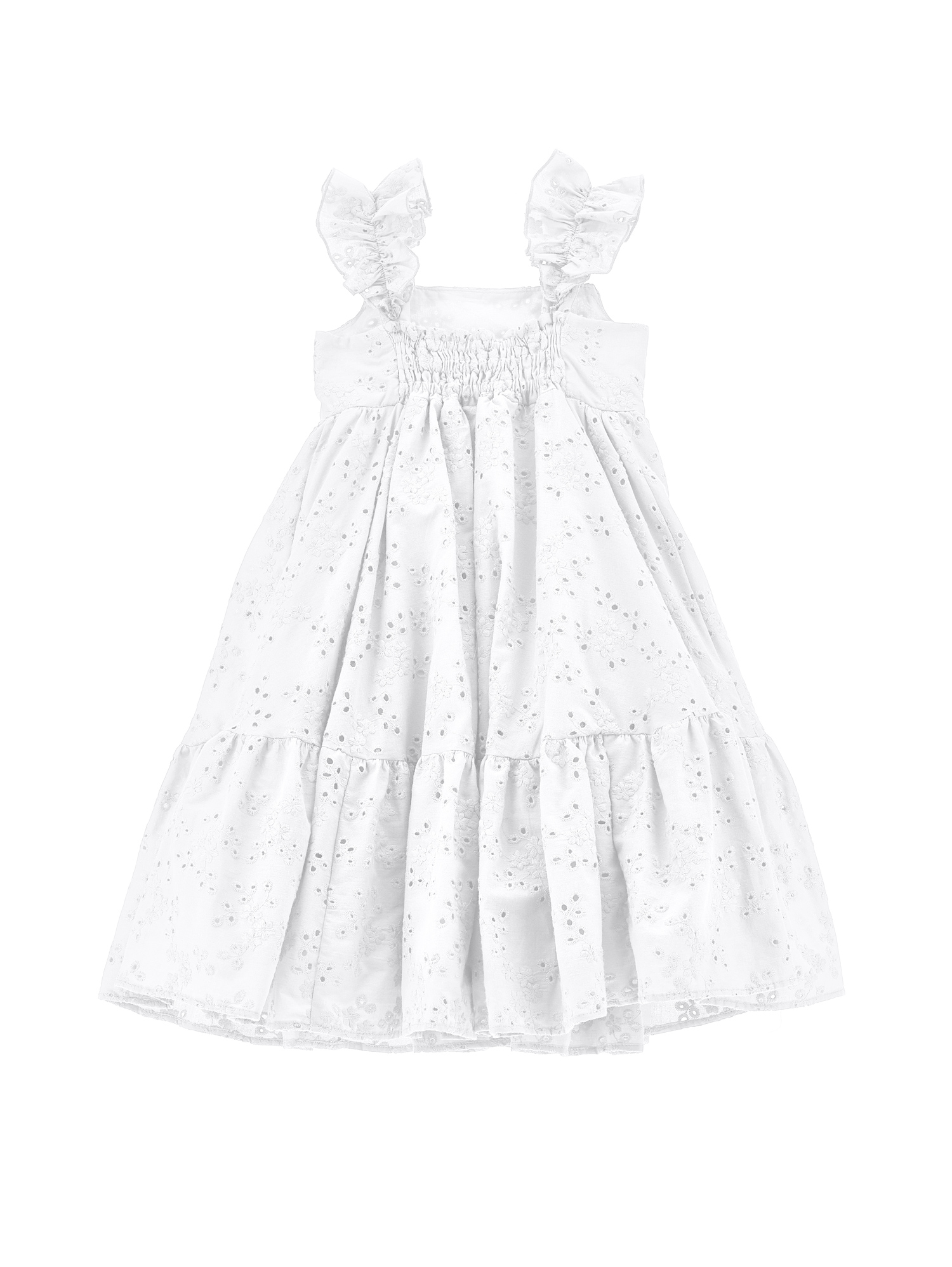 Monnalisa Broderie Anglaise Lace Sundress In White