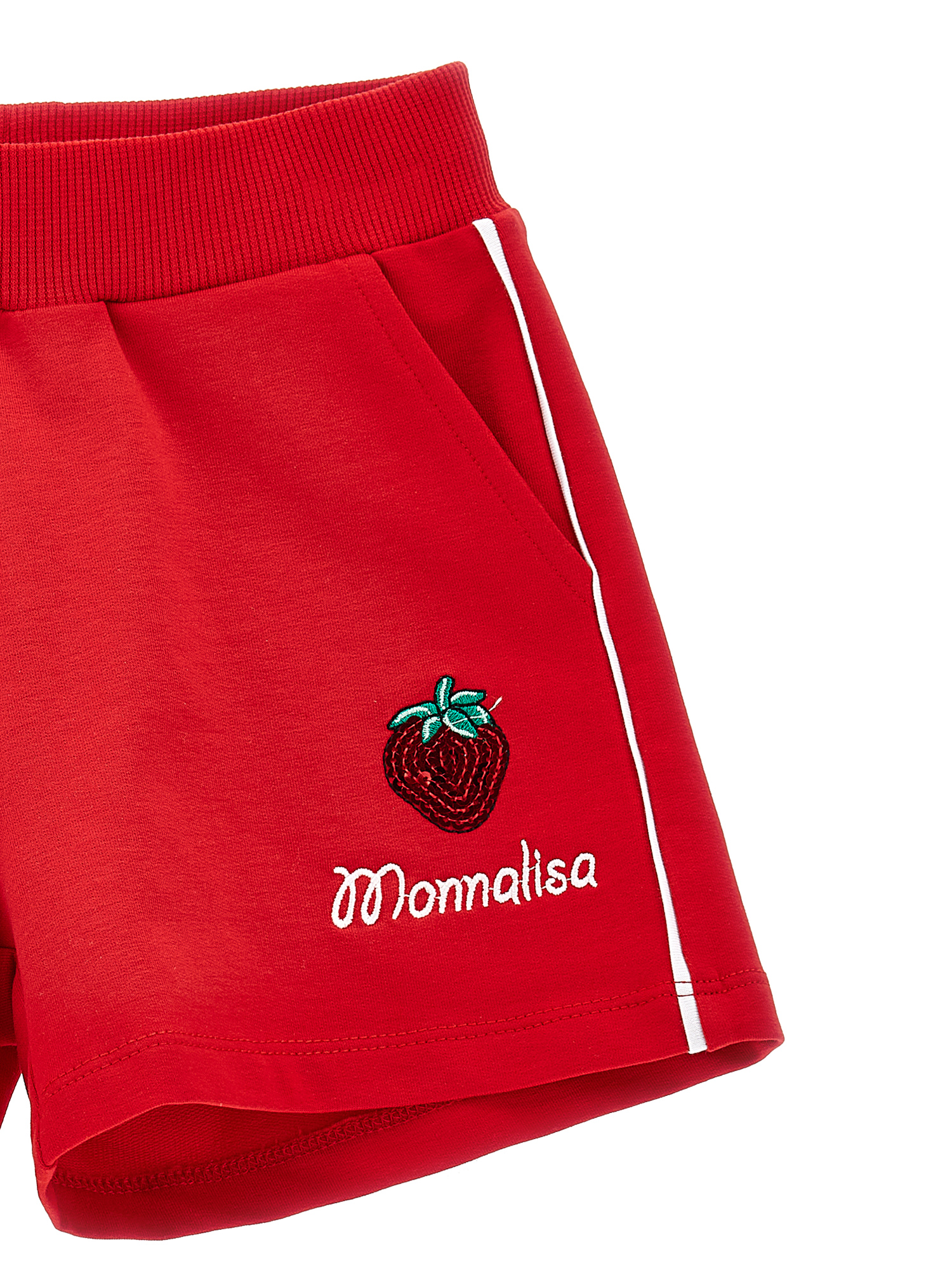 Monnalisa Two-tone Fleece Shorts In Red